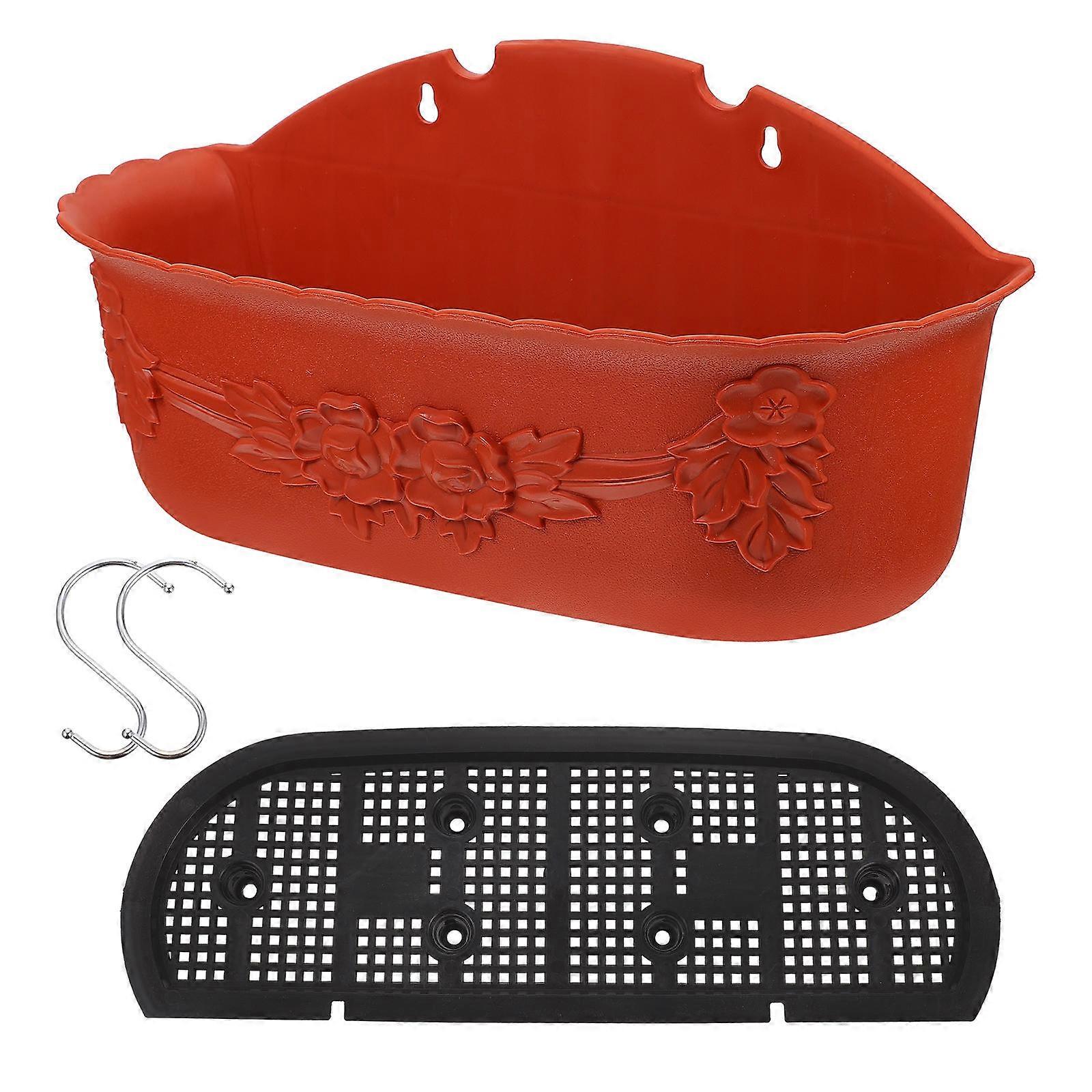 Red Hanging Planter Set for Decor Stable and Durable Plastic Flower Pot for Balcony Yard and More
