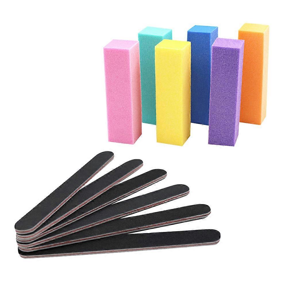 Buffing Blocks 12Pcs Durable Brush Polishing Buffers Removing Glue Square Block Assorted Color 18x4x2cm
