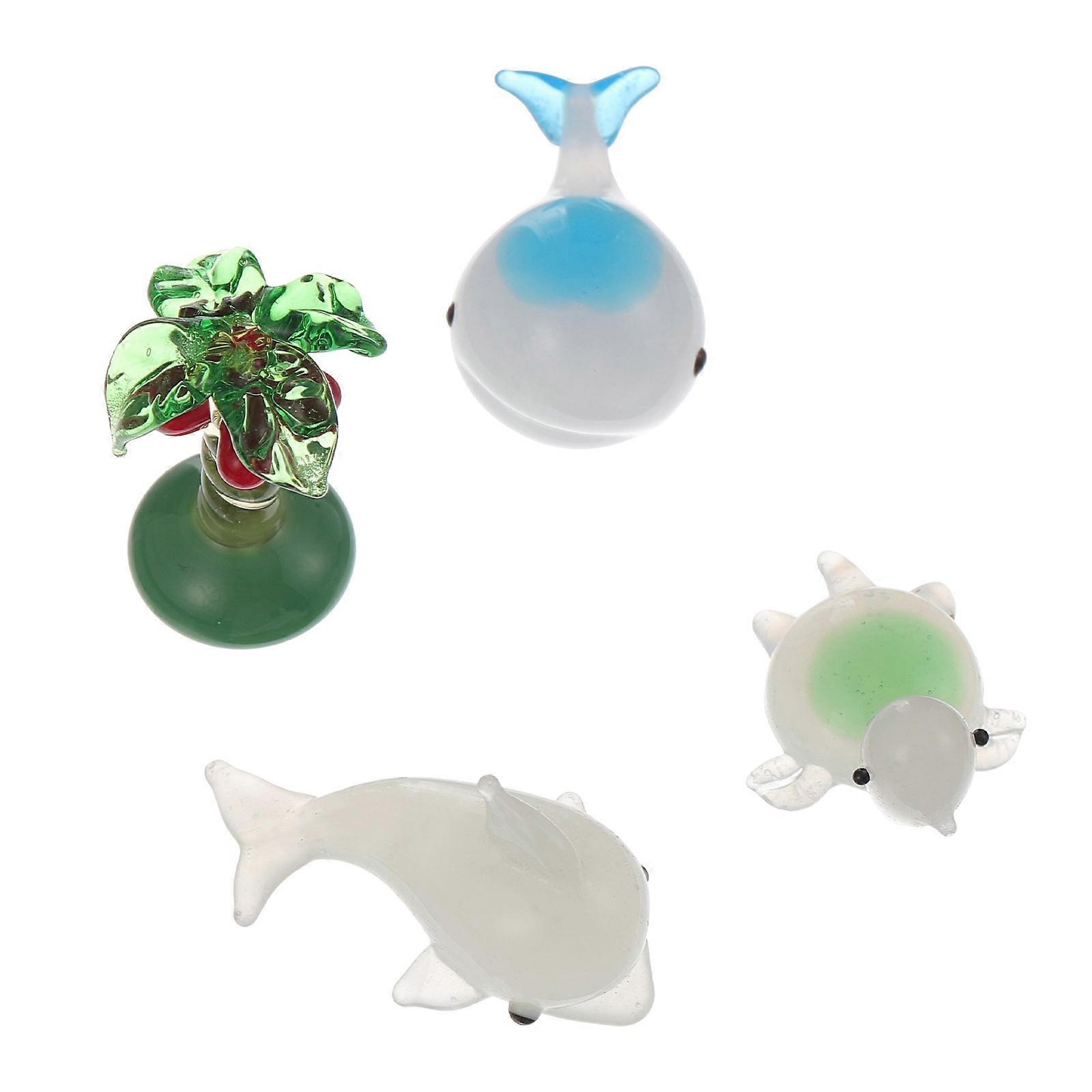 Glass Figurine Creative Glass Crafts Tabletop Design Home Decor Assorted Color 2.5X1.5CM 4Pcs
