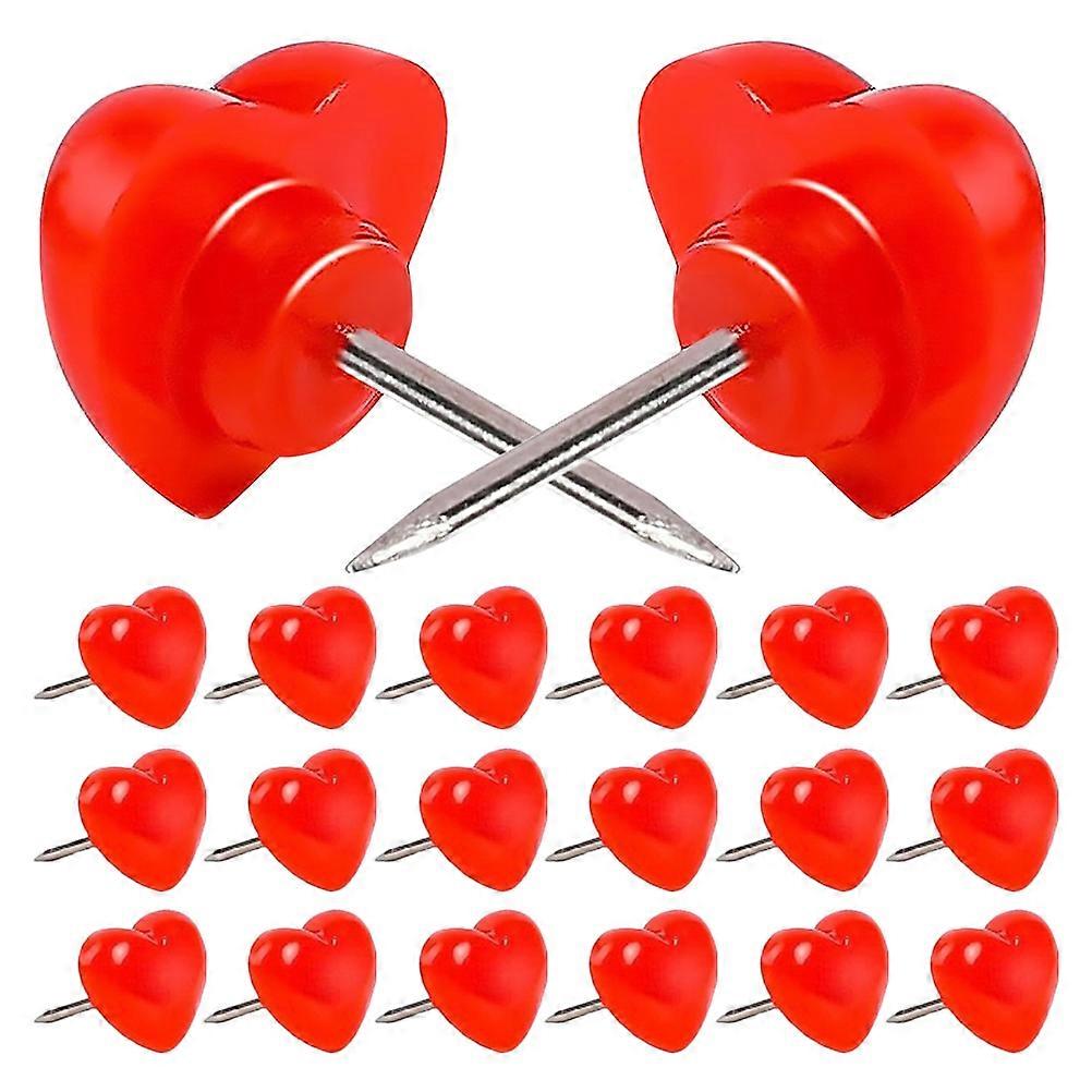 Red Heart Push Pins 100pcs Reusable Decorative Thumbtacks for Cork Felt Boards Notes Posters Photos Maps Office Decor