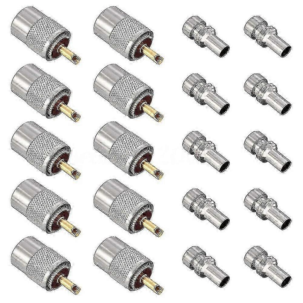 10 Pack UHF/PL-259 Solder Connector Plug with Reducer for Coaxial Cables