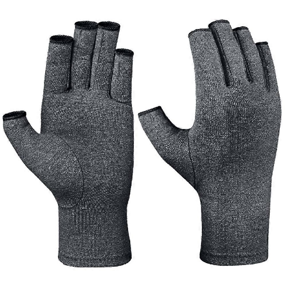 Hand Compression Gloves, Fingerless Design, Breathable Moisture Wicking Fabric-Grey