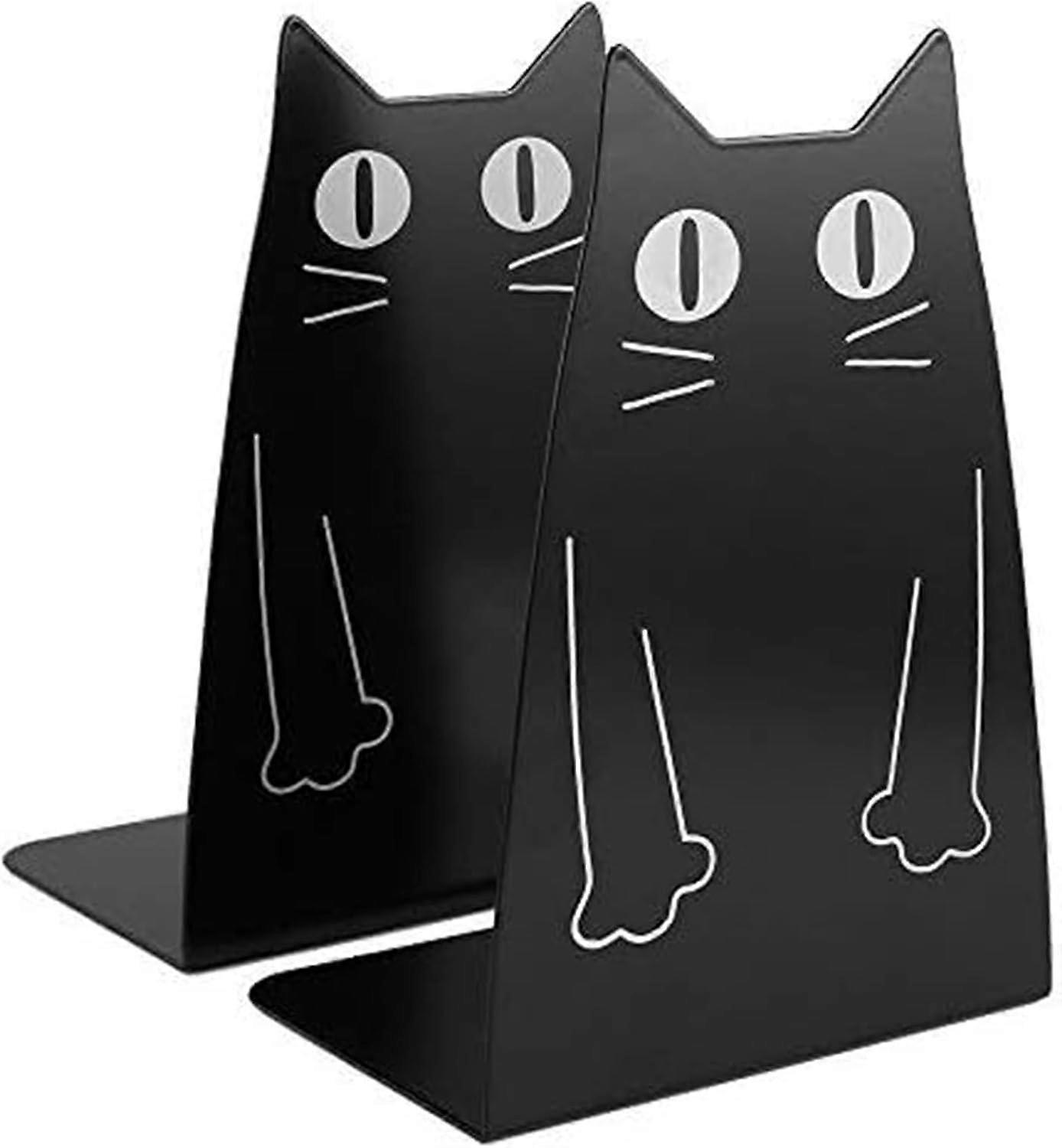 Cute Cat-Shaped Metal Bookends, 2-Piece Pack, Large Size