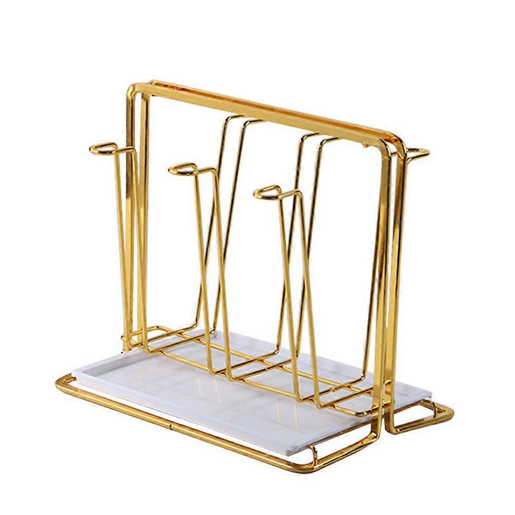 White Metal Plastic Storage Rack for Mugs with Drainage Platform and Glass Shelf 1pc
