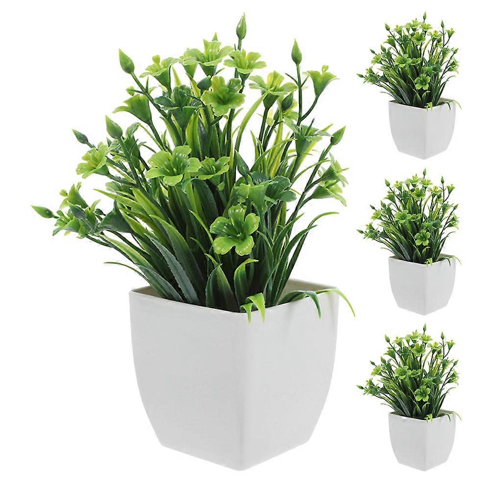 Artificial Plants Kitchen Shelf Decoration Small Green Plants 4Pcs