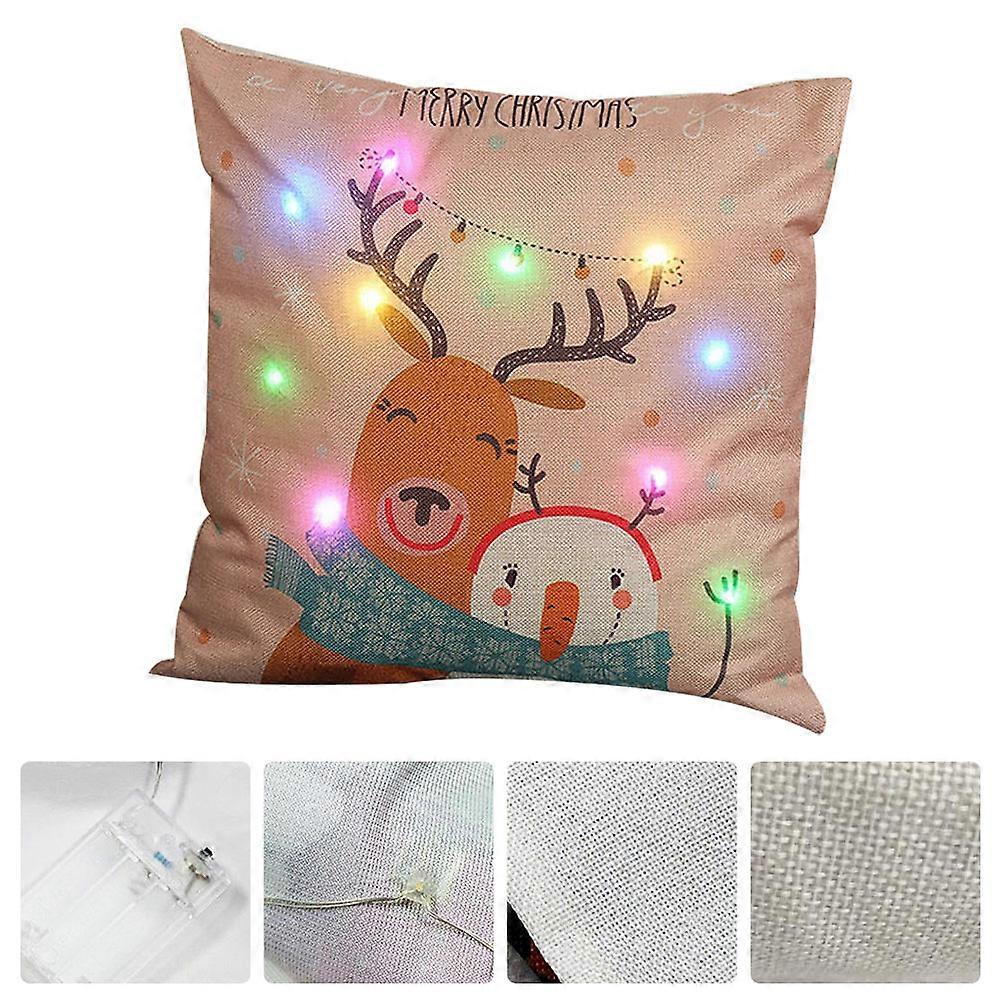 Decorative Pillow Covers Coffee Shop Multi-Colored 45*45cm Square Linen Simple Design LED Lights 1Set