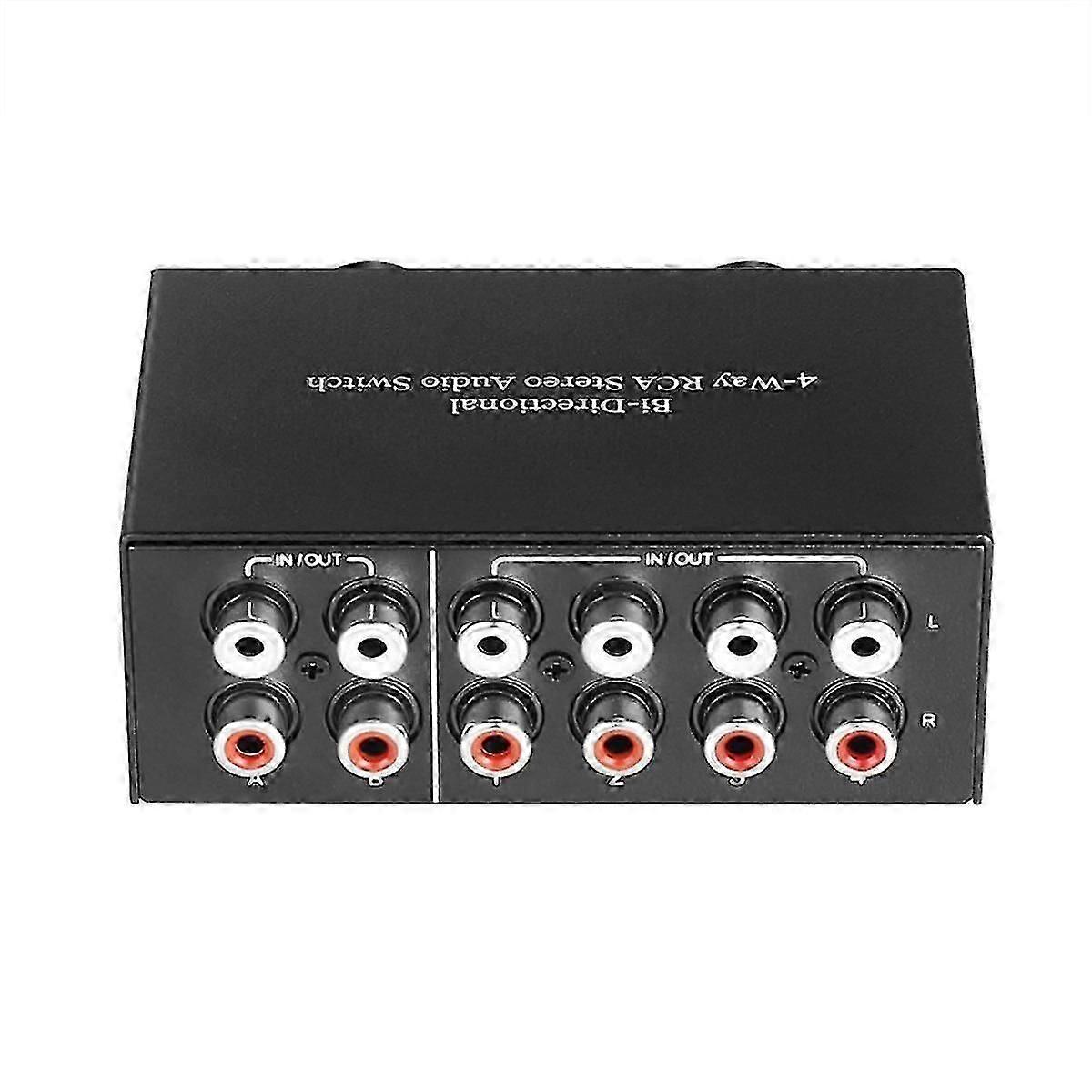 4 Way Bi-Directional RCA Stereo Audio Switch 2 in 4 Out or 4 in 2 Out L/R Jack Sound Channel RCA Au