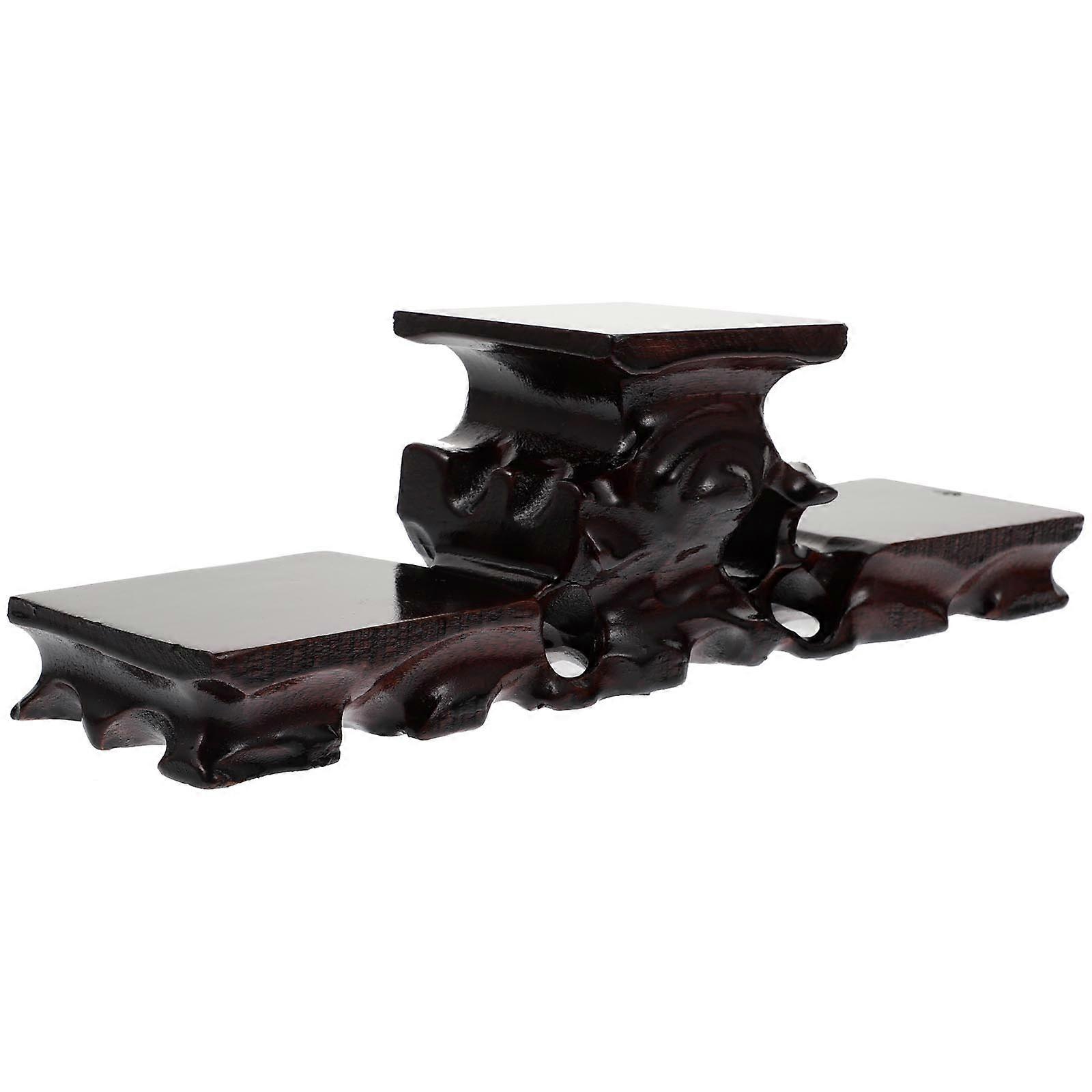 Wooden Table Risers for Displays Antique Display Rack Square with Height Variation Black 25.20X7.20X6.50CM Storage 1Pcs