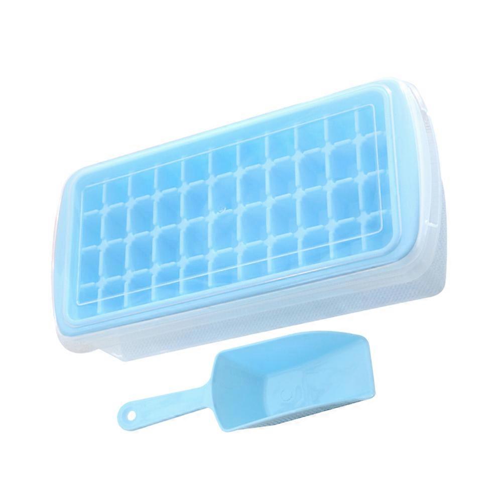 Ice Cube Tray Mold Plastic Ice Container with Lid for Household Use Sky-Blue 28X13.5CM Ice Maker Stackable 1Pcs
