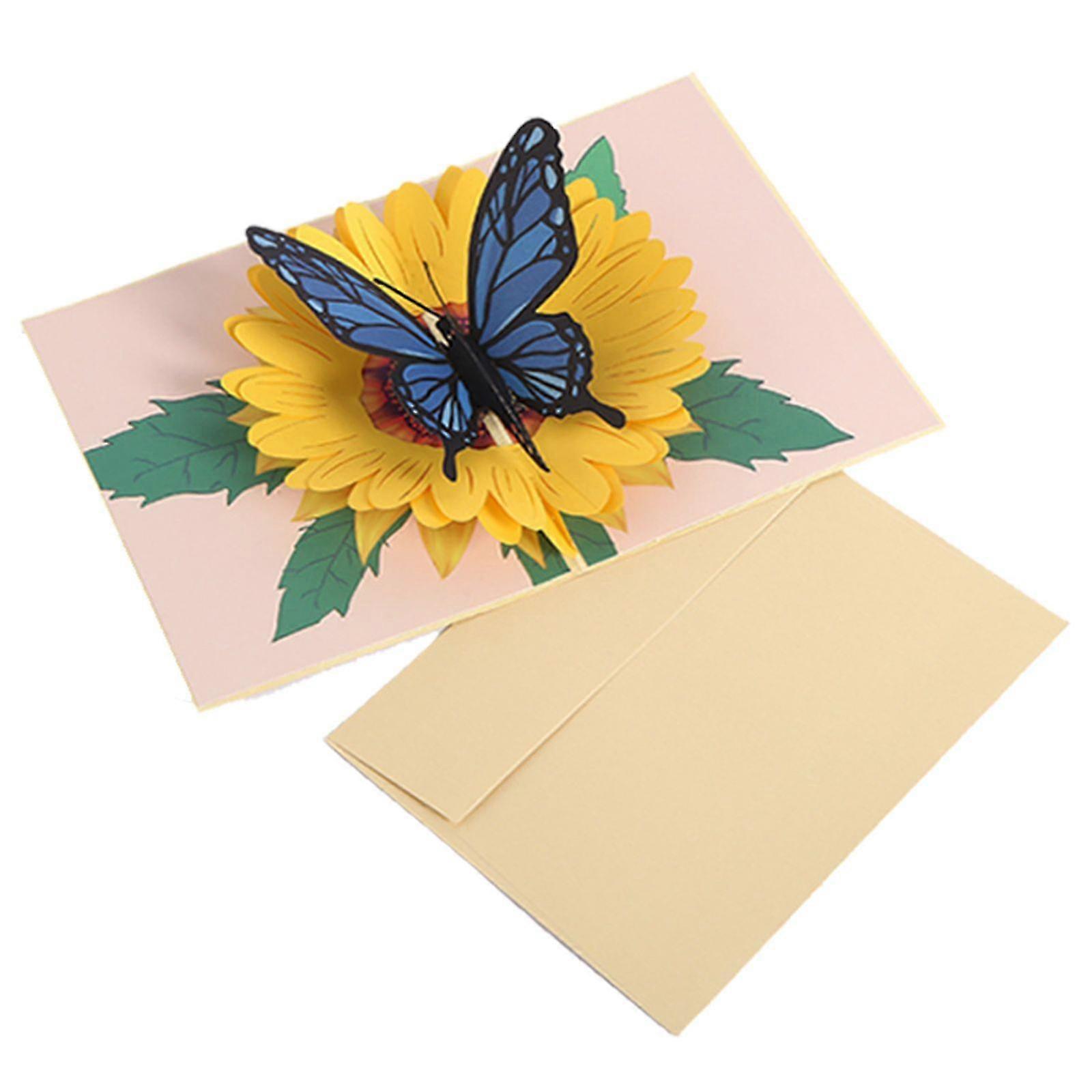 3D Greeting Cards with Sunflower and Butterfly Design