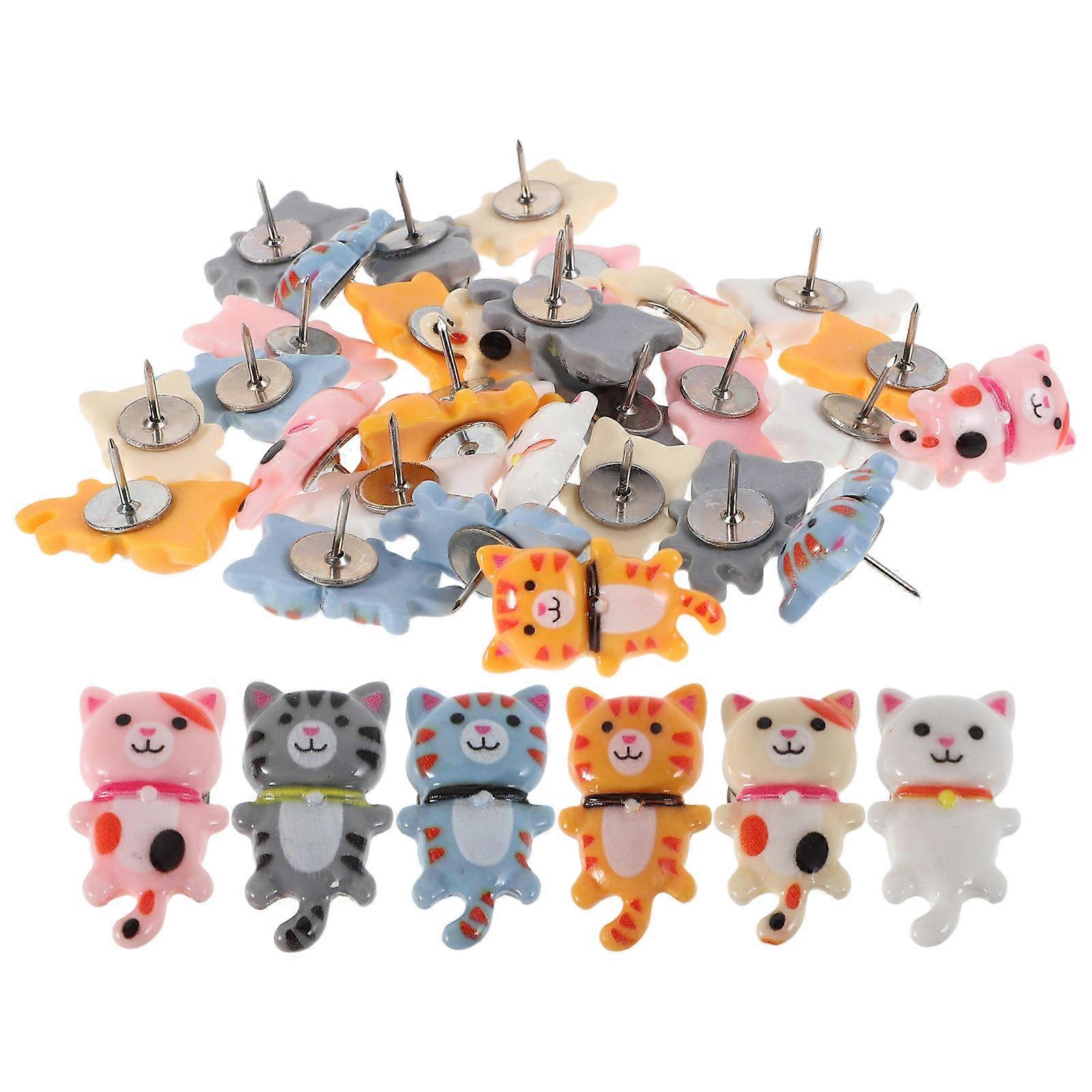 Tacks For Cork Board Cute Push Pins Decorative Cat Shape 2.50X1.50X1.50cm Board Decoration 30Pcs