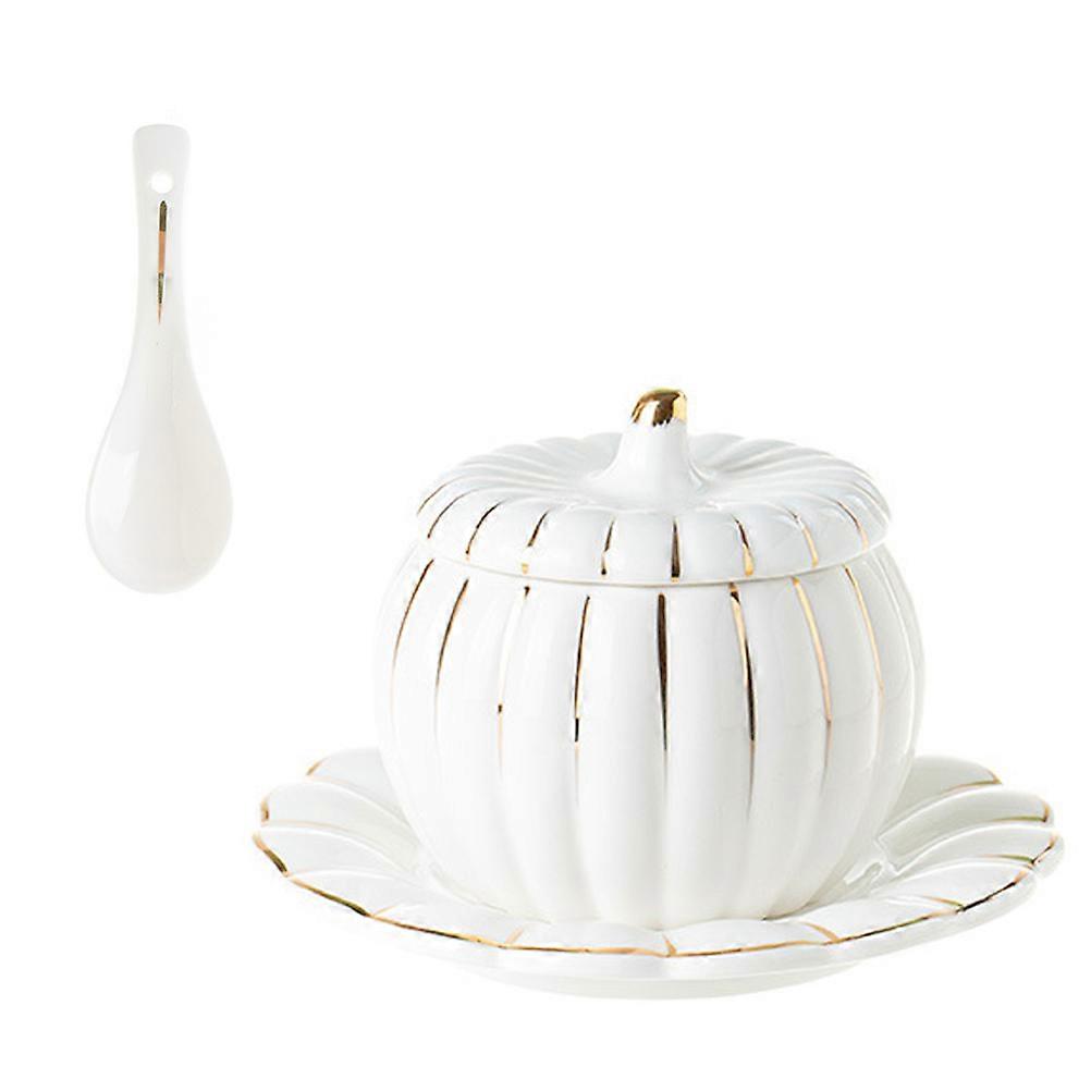 Ceramic Pumpkin Bowl Creative Design For Household Users Steaming Rice 15.5x15.5x1.5cm 1Set