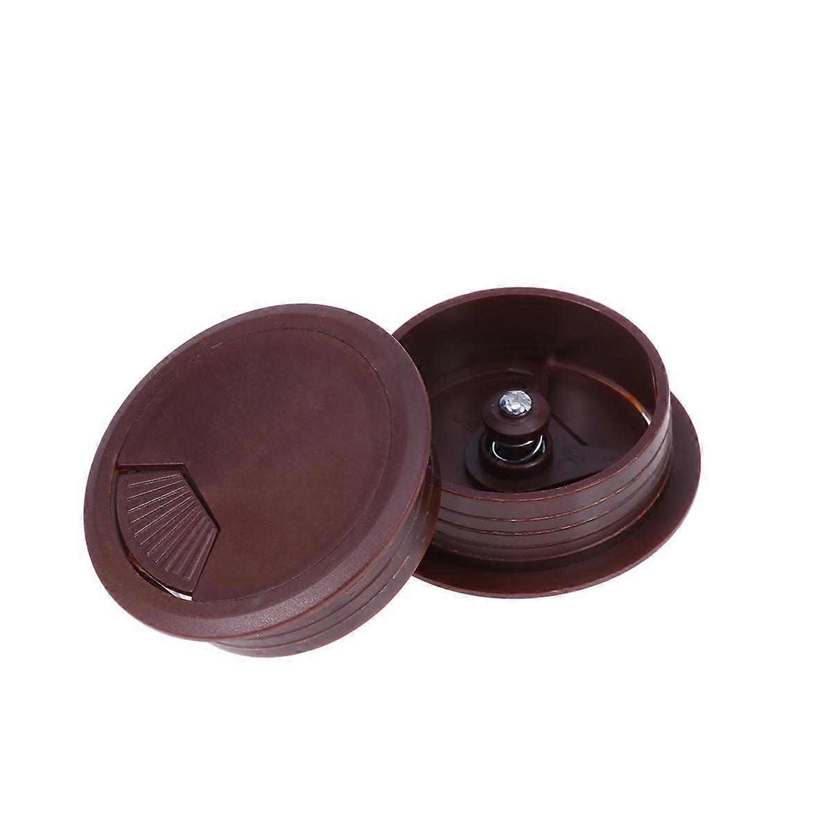Desk Grommet Cover Cable Management for General Users Home Office Round Shape 6.00X6.00X2.00CM Brown 4Pcs