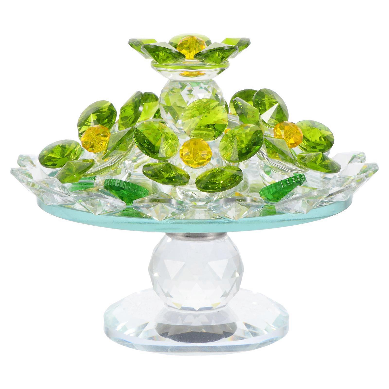 Crystal Display Office Decor Flowerpot Shaped Crystal Craft Desktop Decor 3.9×4.3×4.3in 1Set