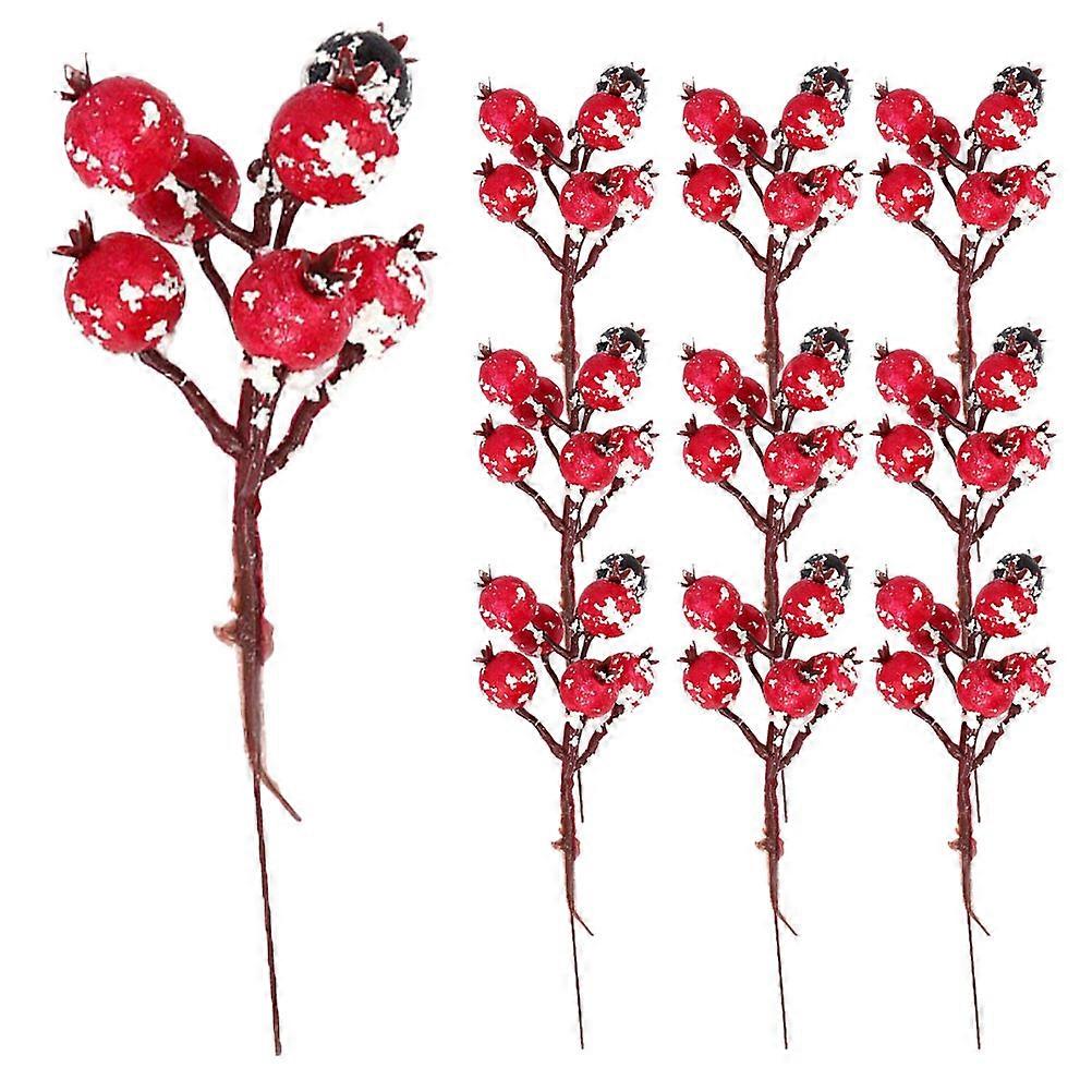 Home Pomegranate Stems Artificial Pomegranate Branches Vase Filling Ornaments Red 21x8cm Realistic Design 12Pcs