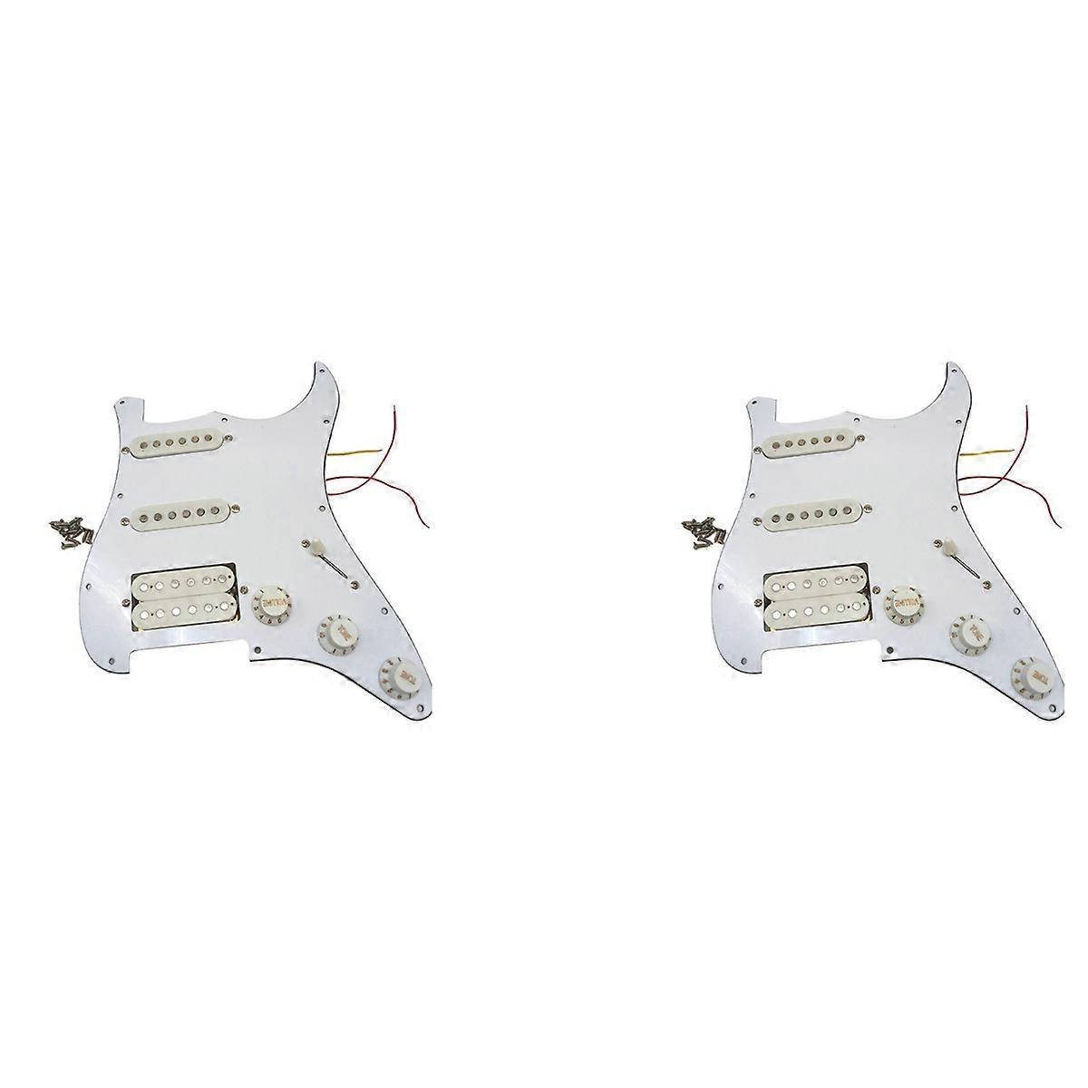 2X Electric Guitar Pickguard Pickups Loaded Prewired Scratchplate Assembly 11 Hole SSH White