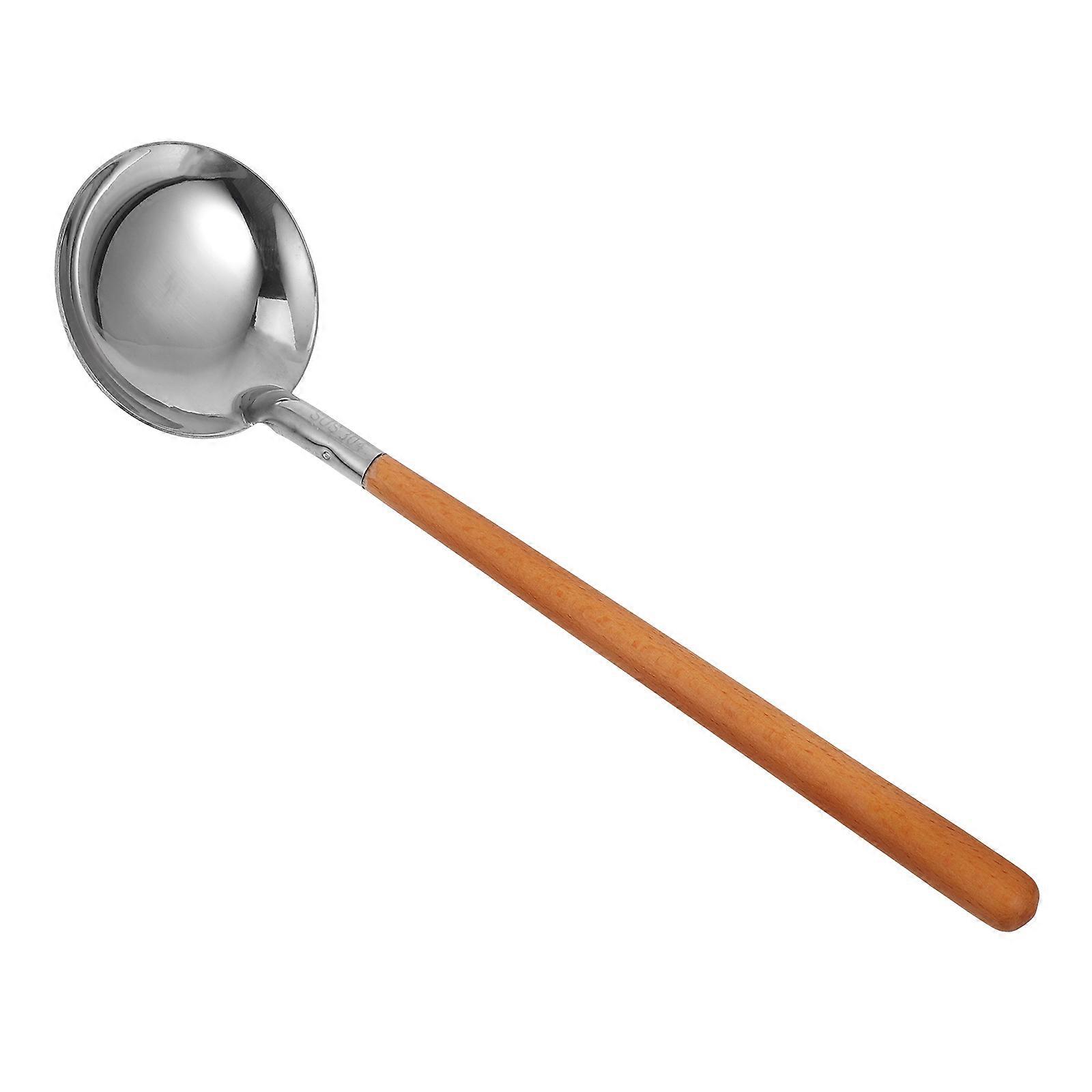 Here's a refined and compelling product description for your **Heavy Duty Stainless Steel Soup and Sauce Ladle with Integrated Strainer and Wood