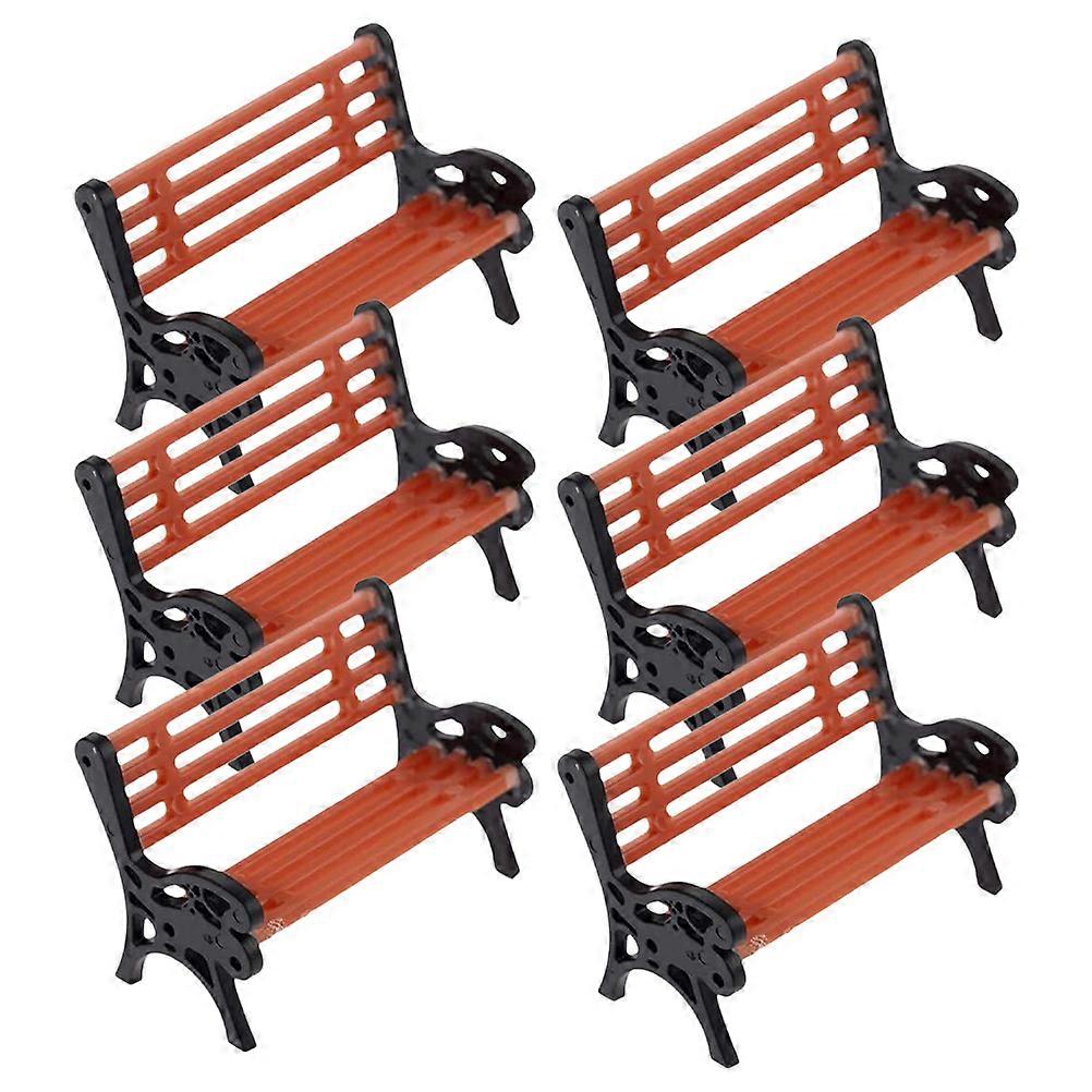 Miniature Park Bench Set for Decoration Versatile Mini Dollhouse Furniture with Detail Workmanship 6 Pieces