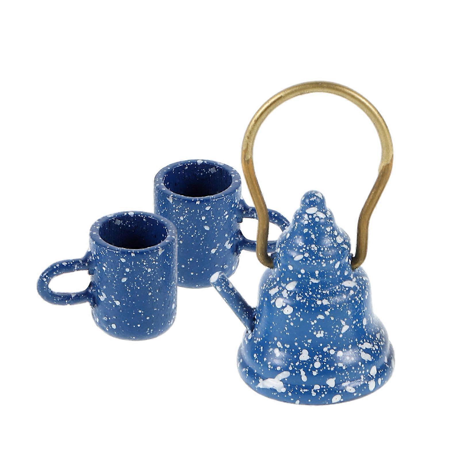 Dollhouse Mini Tea Set 3Pcs Tiny Teapot And Cups For Children Collecting Handcrafted Art Imaginative Play Experience