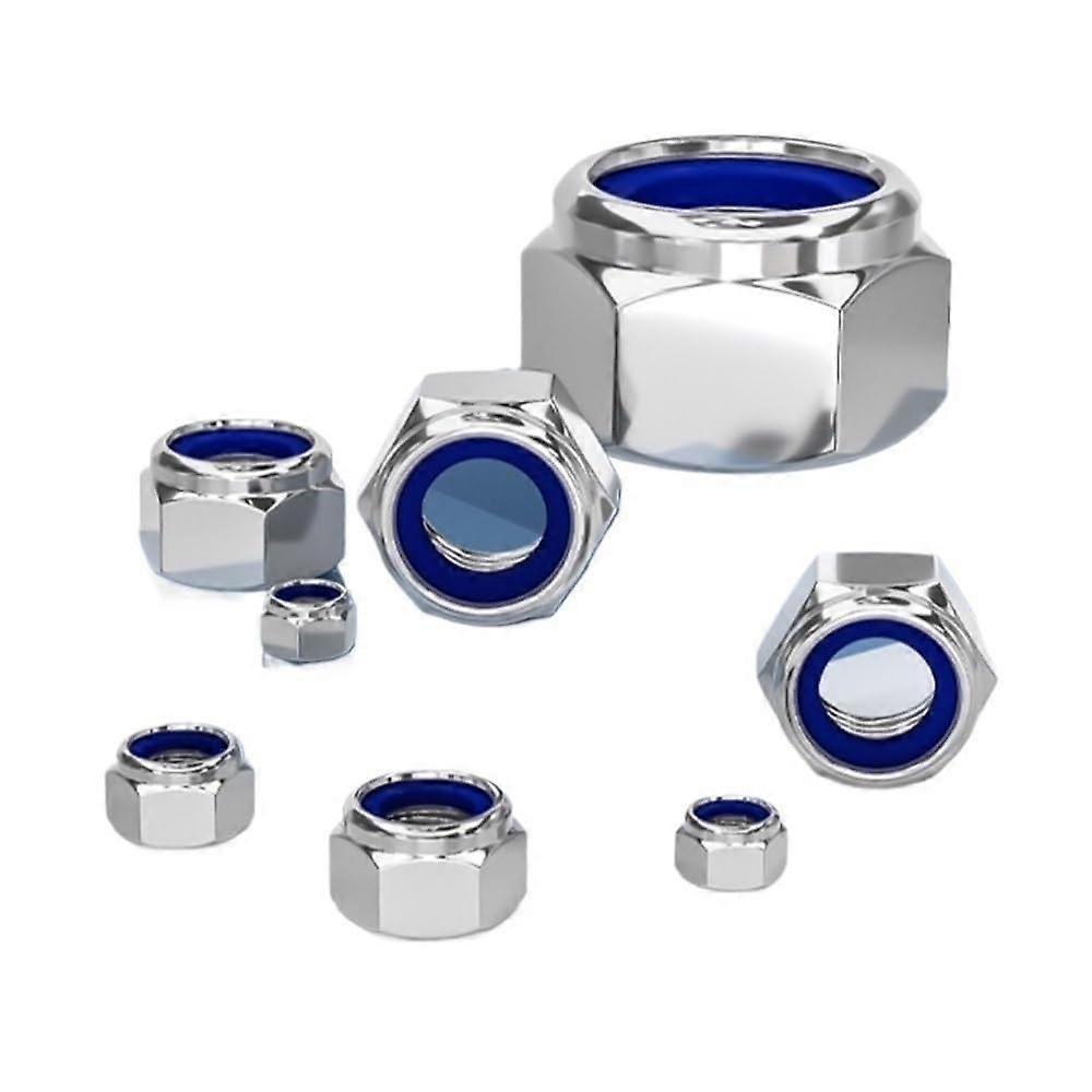 M3 M4 M5 M6 M8 M10 M12 304 Stainless Steel Hex Locking Nuts with Nylon Insert Metric DIN985 SelfLocking Nuts (M530pcs)