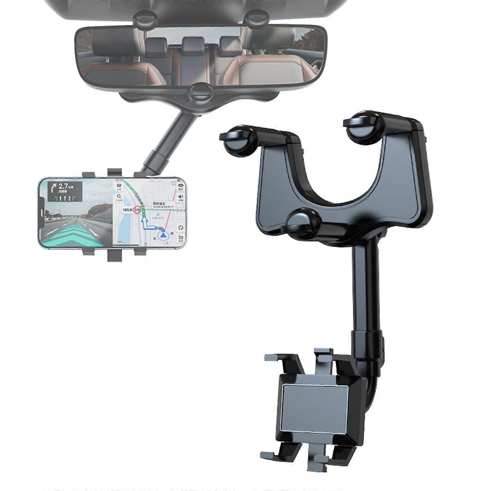 Mobile Phone Holder Car Rear View Mirror Universal 360-Degree Rotatable And Retractable For All Mobile Phones