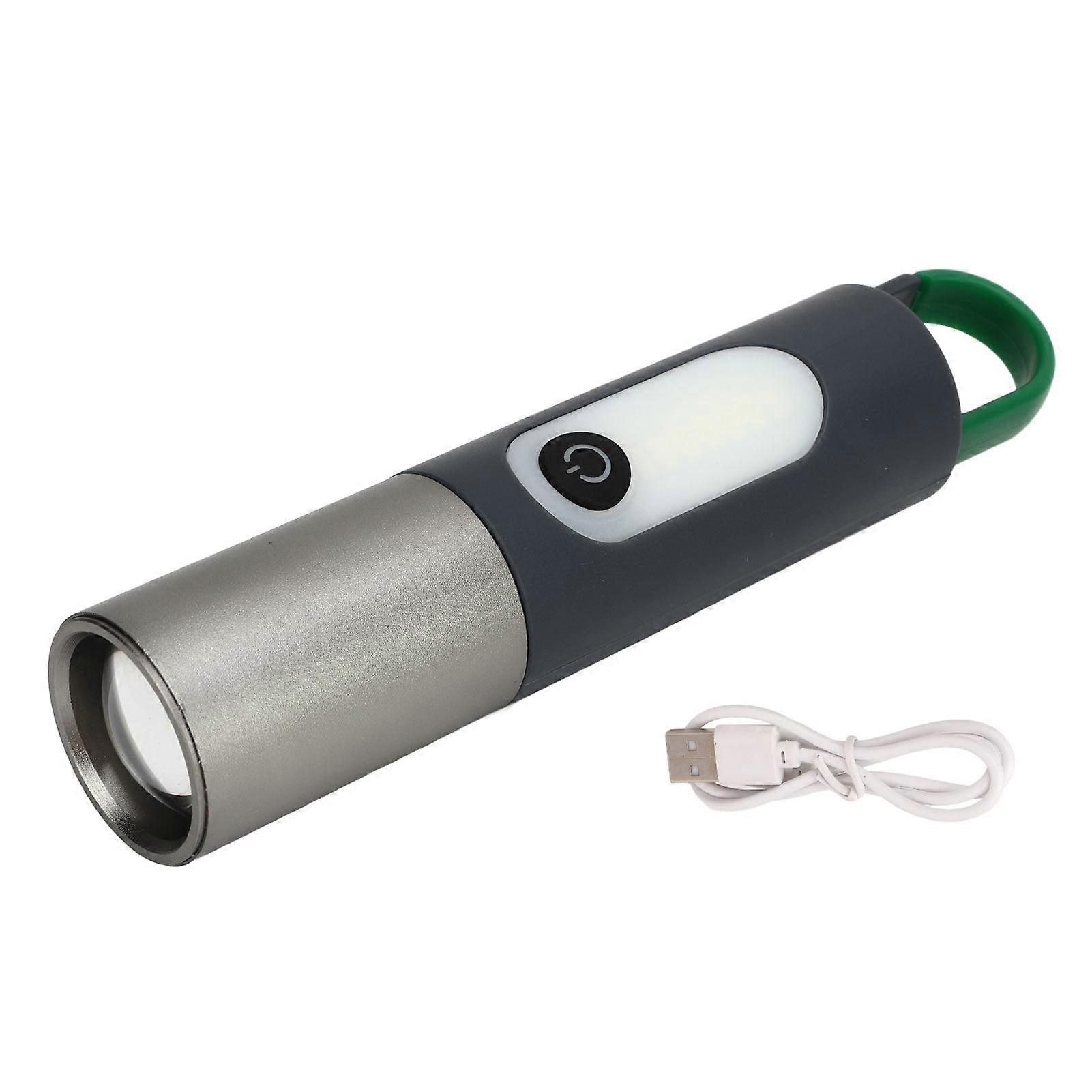 Outdoor Flashlight with Telescopic Zoom USB Rechargeable 4 Light Modes Super Bright Flashlight with Hook for Camping