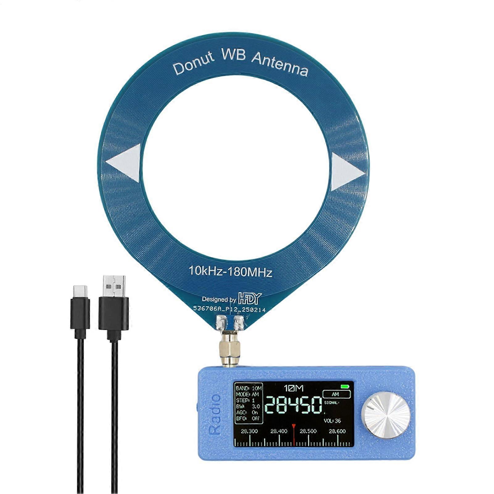 Funkverstaerker AM/FM Radio Receiver Antenna 800mA Battery 4.8cm IPS Display USB For Computer Car Travel Blue