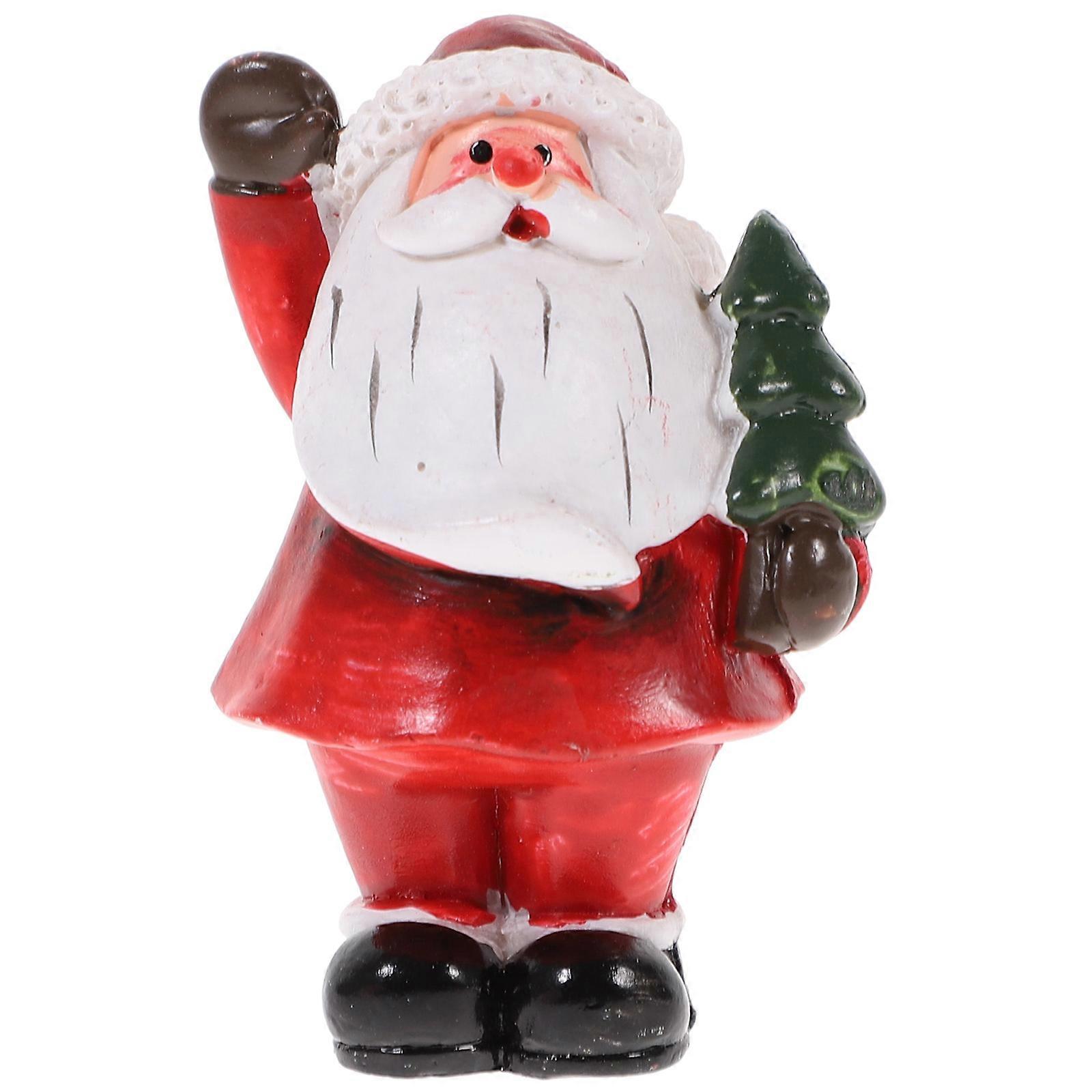 Miniature Ornaments 1Pc Christmas Decorate Resin Santa Figurine Tabletop Display Red Decoration For Art Lovers