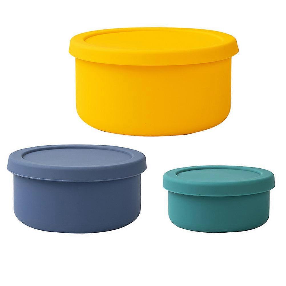 Silicone Bowls With Lids For Children Assorted Color Refrigerator Safe 17X17X8.5CM 3Pcs