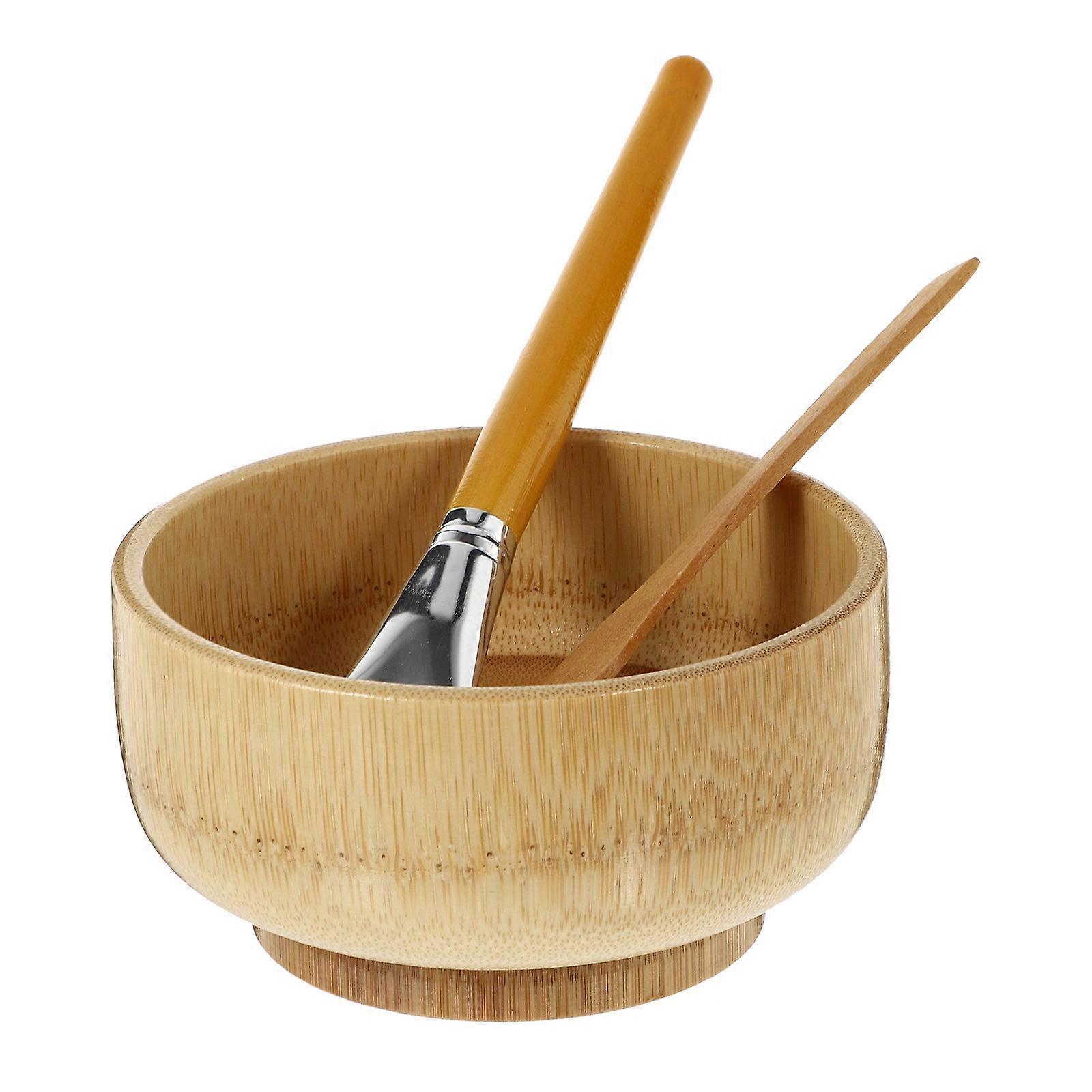 Khaki Synthetic Material Mask Making DIY Bowl Set for Home and Salon Use with Smooth Spatula