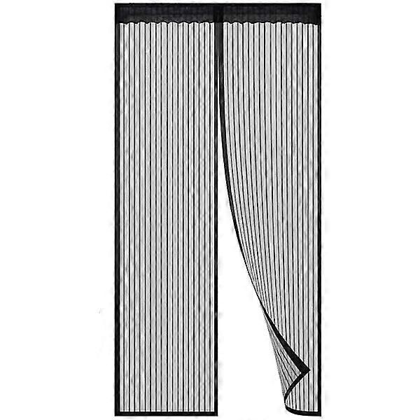 90x210CM Magnetic Door Screen Mesh Door Curtain Top-to-Bottom Seal Automatically Closes (Black)