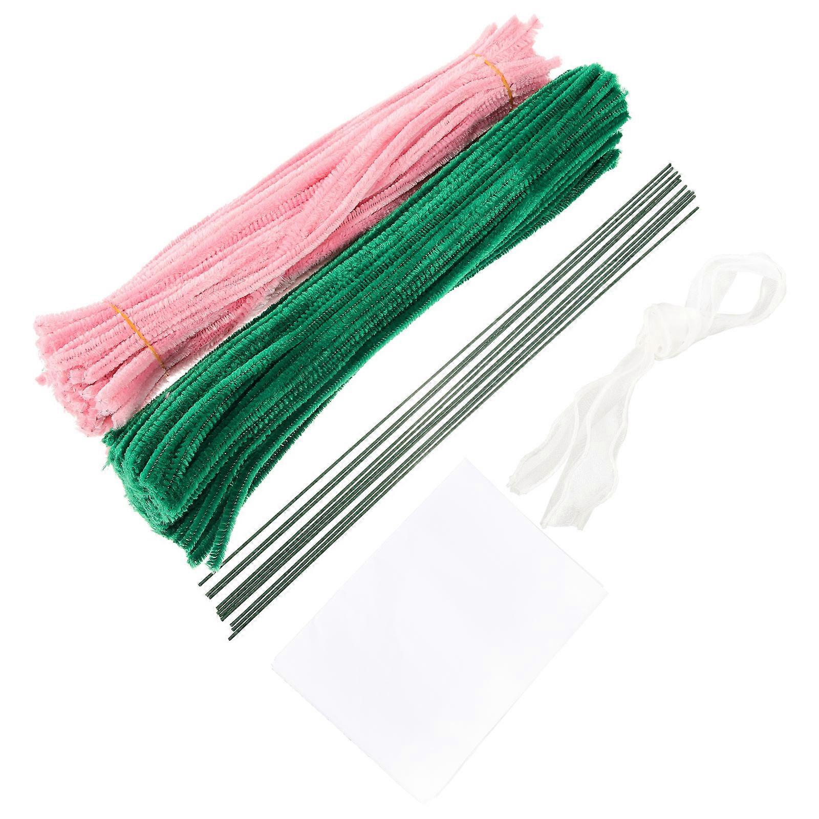 Craft Materials Chenille Stems Wire for Simulated Flower Bouquet Art Studio Use Assorted Color 1 Set