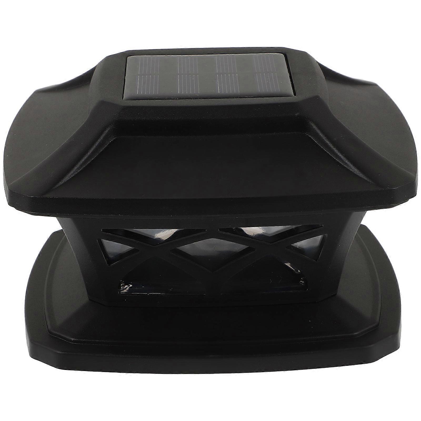 Solar Powered Fence Post Light for Outdoor Use Black Plastic and Metal Durable and Waterproof 6.3 Inches