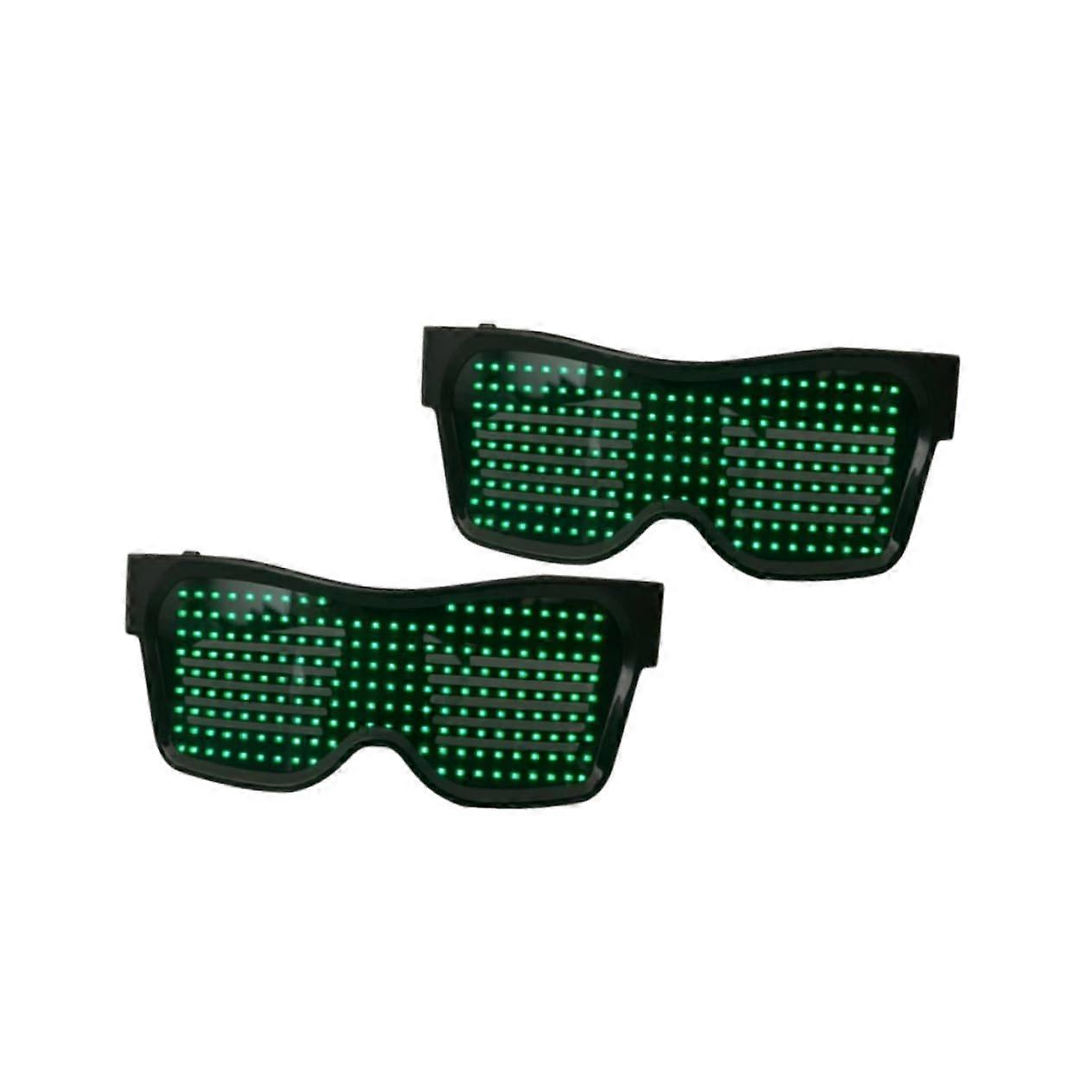 LED Light Glasses with App Control, Dynamic Green Party Glasses for Festivals and Night Clubs, Adjustable Fit
