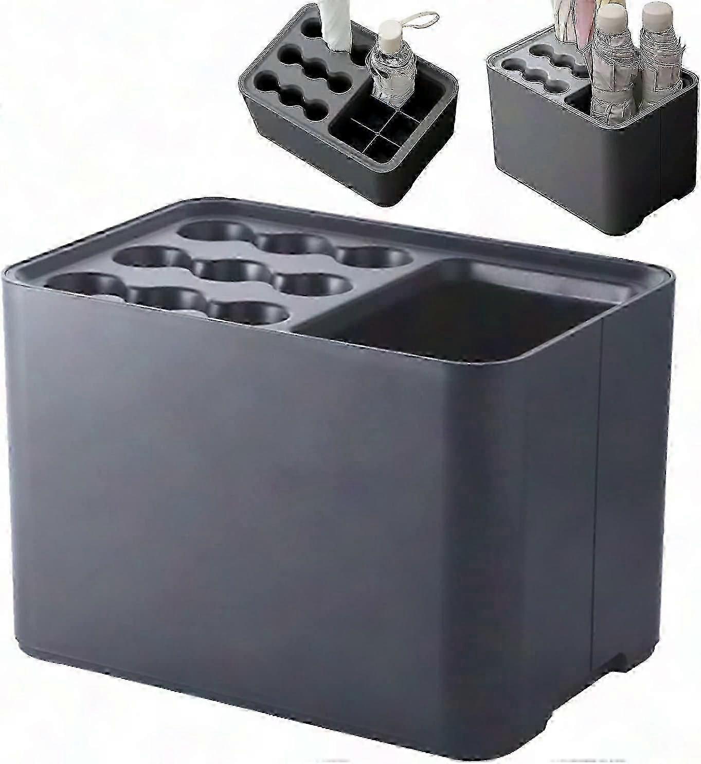 Vintage Black Umbrella Stand with Removable Drip Tray, Large Capacity Non-Slip Holder for Home Decor, 26.5x18x18cm
