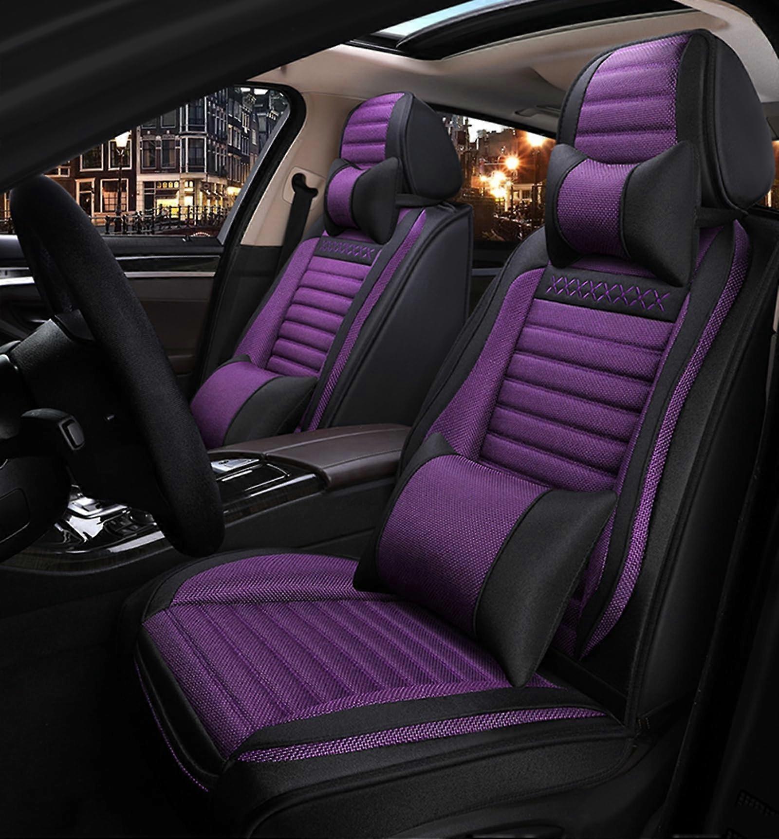 Auto Seat Covers Complete Set for 5 Seats, Universal Linen Vehicle Cushion for Front and Back, Airbag Compatible Protection