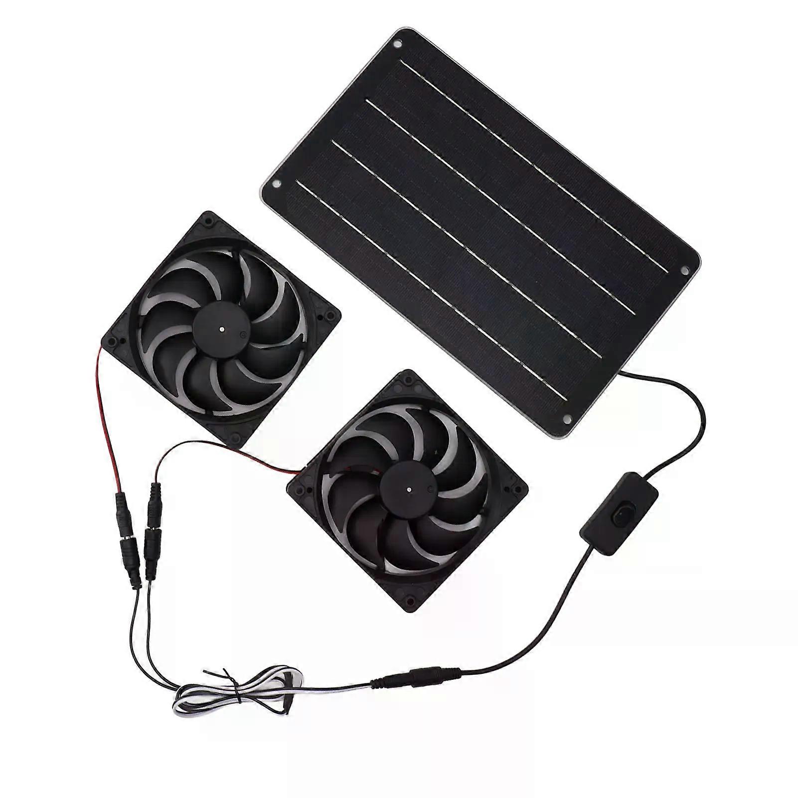 20W Solar Powered Dual Fan 12V Efficient Energy Saving Solar Panel Fan Kit with Switch for RV Greenhouse Pet Home