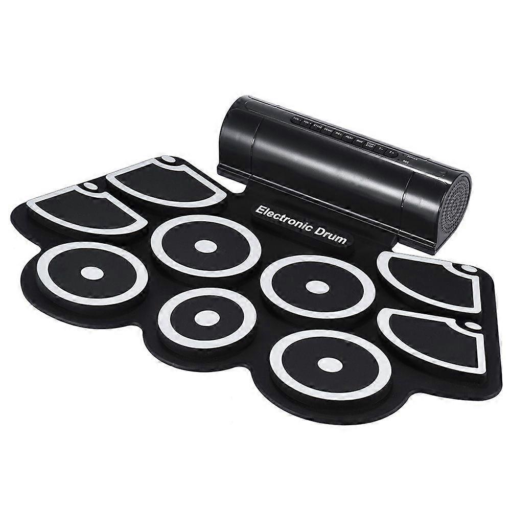 Portable Electronic Roll Up Drum Pad Set 9 Silicon Pads Built-in Speakers with Drumsticks Foot Pedals USB 3.5mm Audio Cable