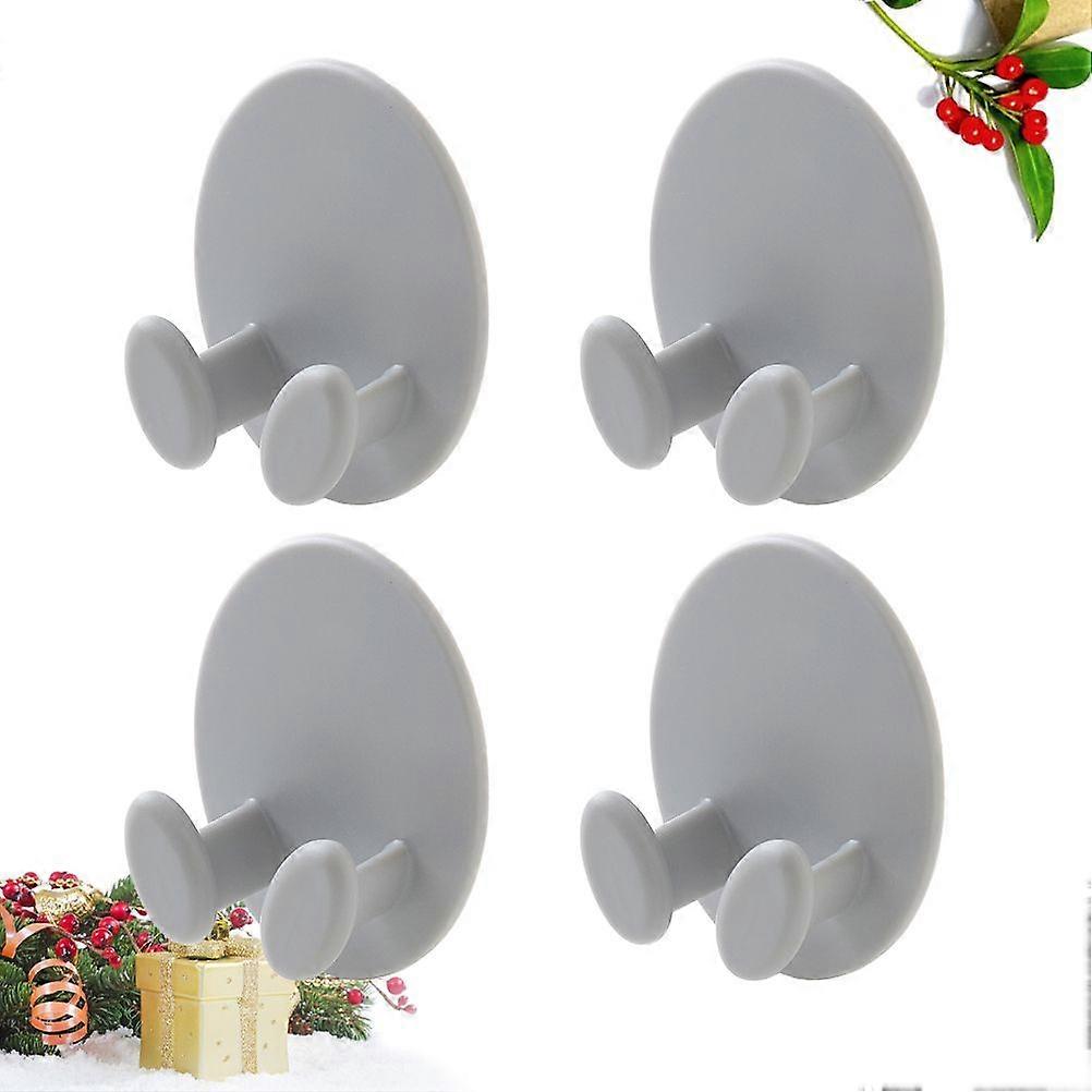 4 Pcs Adhesive Hook Oval Socket Cable Hook Multifunctional Adhesive Plug Holder Cord Organizer Storage Rack Key Hanger (Grey)
