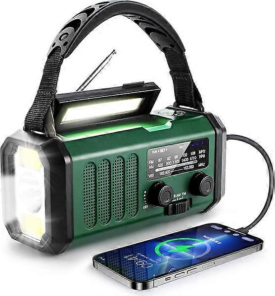 Emergency hand-cranked radio, 10000mAh, multiple charging modes, good reception