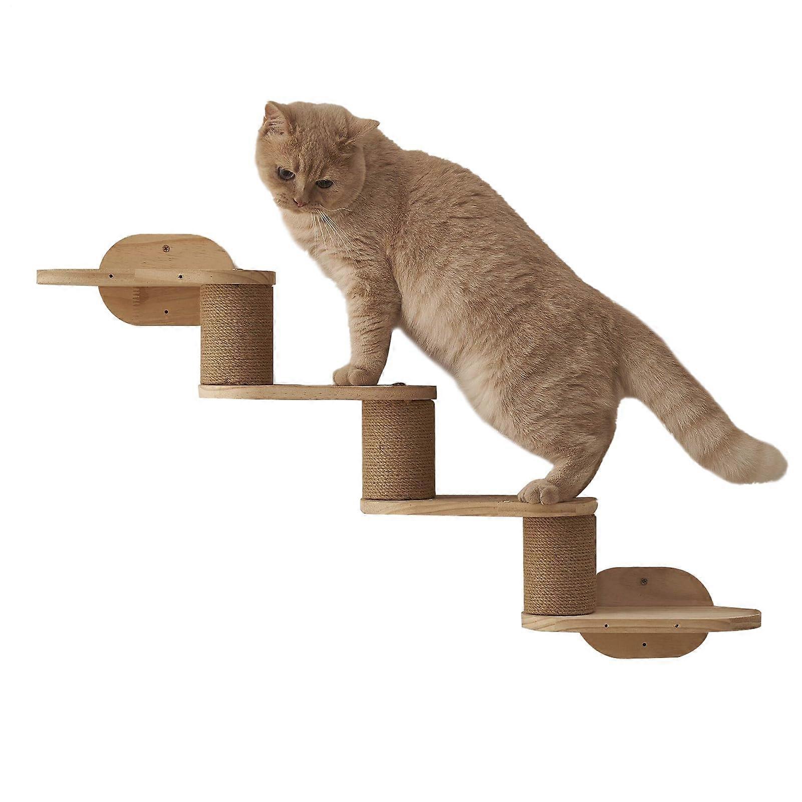 Cat Shelf Cat Climbing Shelves,Wood Floating Playground Tower with Stairs Ladder Climber for Windowsill Bookshelf Ceiling, Scratching Climbing
