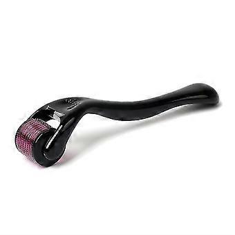 Gratis rejsetaske, micro needling, derma skin roller, micro needle til hudforyngelse, anti ageing, rynke, hår, ar, 1 stk, sort