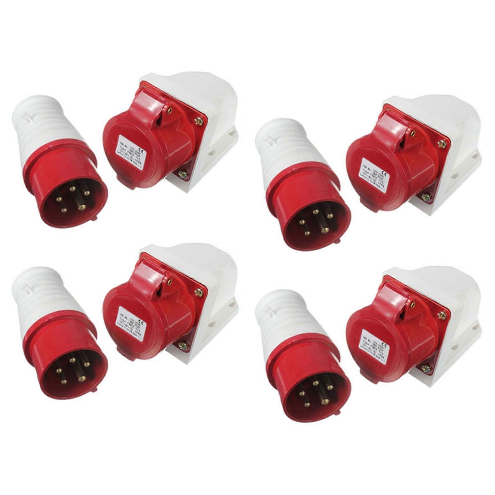 4X 16 Amp 5 Pin Plug & Socket Weatherproof IP44 3 Phase 380-415V 3P + N + Earth 16A