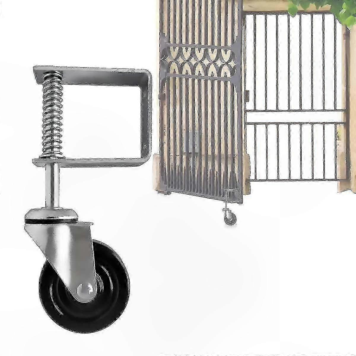 Heavy Duty 4 Inch Spring Loaded Gate Caster - Supports Up to 220 lbs for Fence Gates