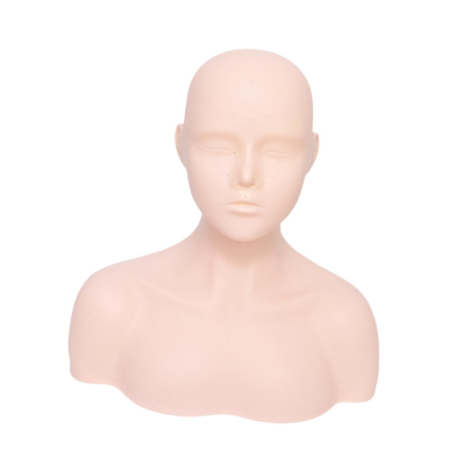 Eyelash Practice Head With Shoulder, Manikin Head For Lash Extensions And Makeup, Durable Display Stand