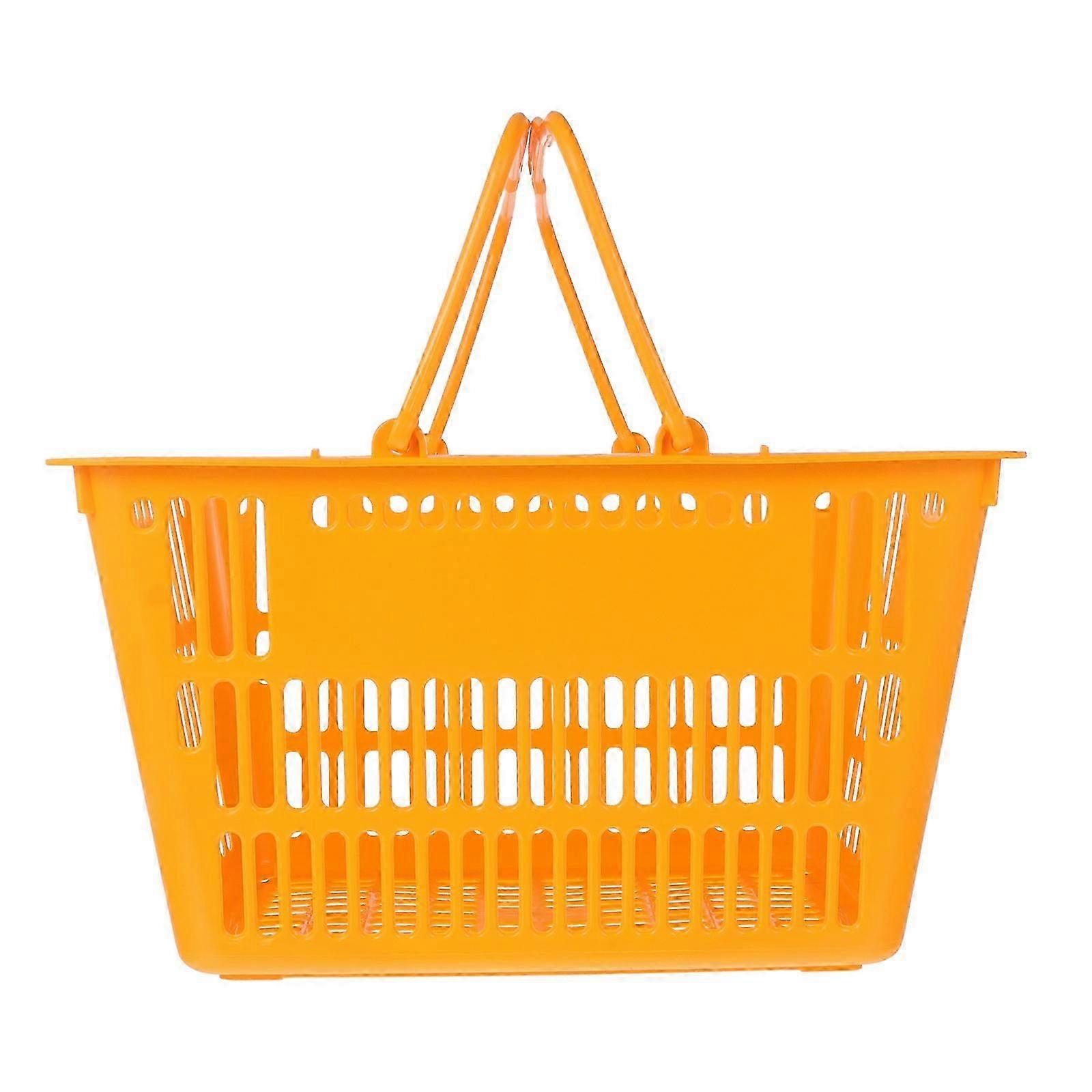 Plastic Shopping Basket with Handles for Groceries - Large Storage Capacity & Portable Dimensions 39X26X21.5CM Set