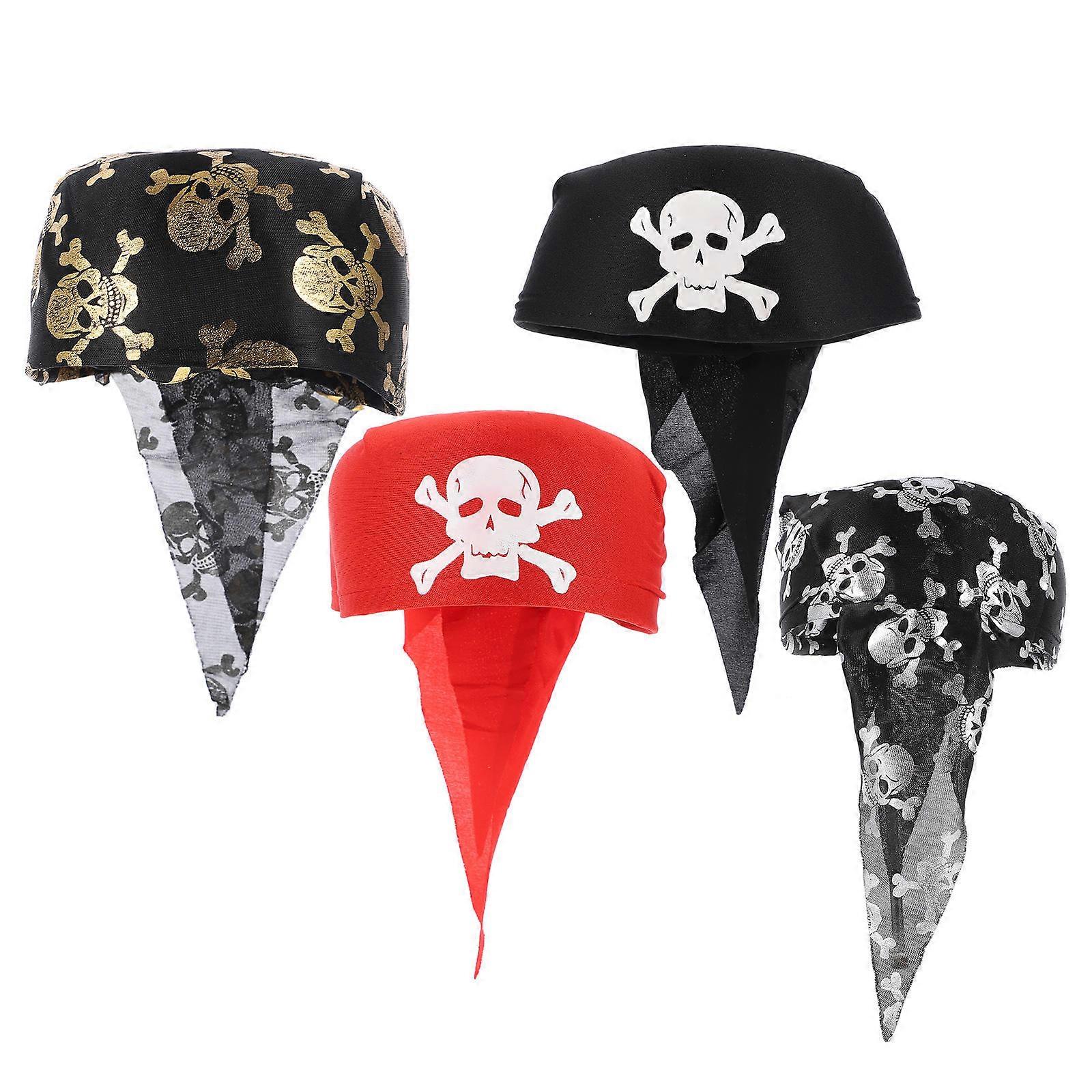 Assorted Color Pirate Hats Designed For Kids And Adults Perfect For Masquerade And Costume Parties - 4Pcs