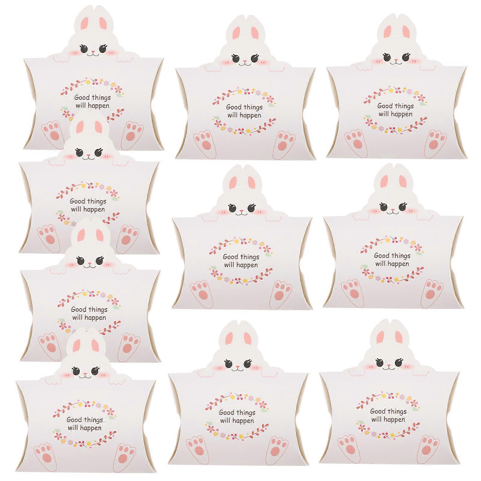 Rabbit Treat Boxes Foldable 3D Cartoon Candy Pillow Boxes 10Pcs for Candy