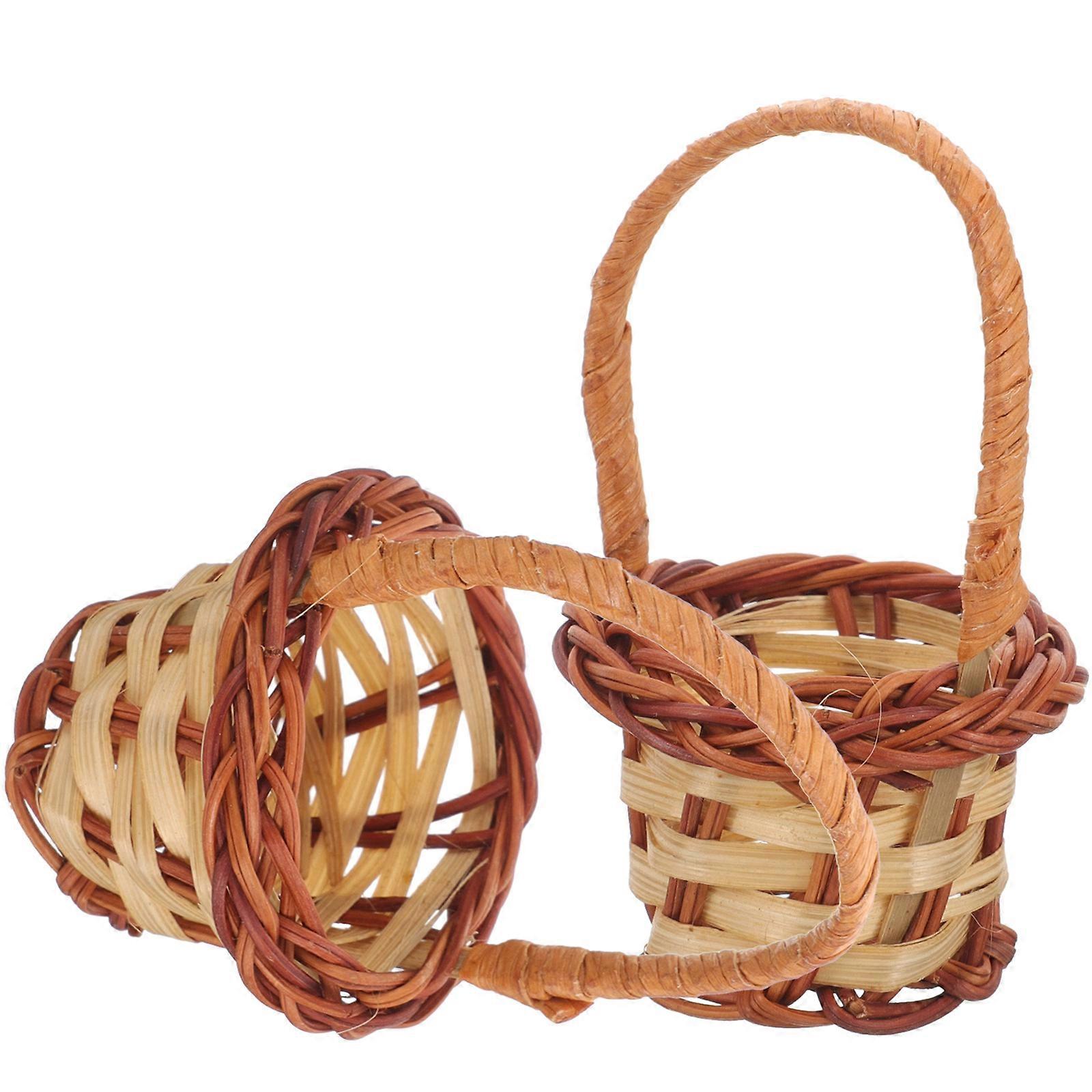 Hand Woven Mini Rattan Basket for Storage Use 2Pcs and Practical
