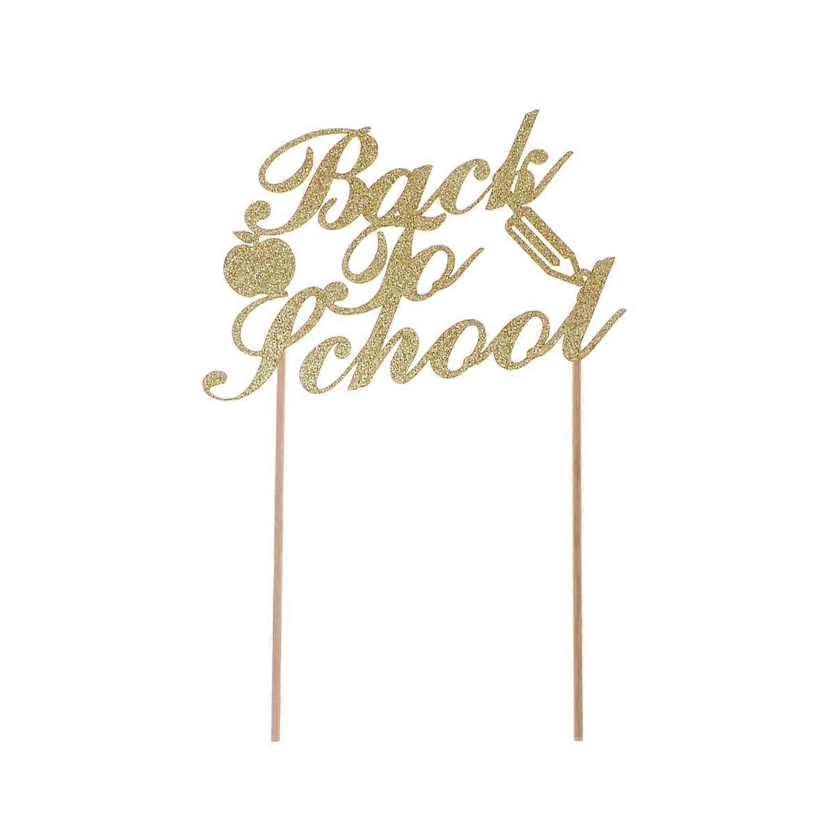 Cupcake Decorations Back to School Words Cake Toppers for Cake Decor 3Pcs